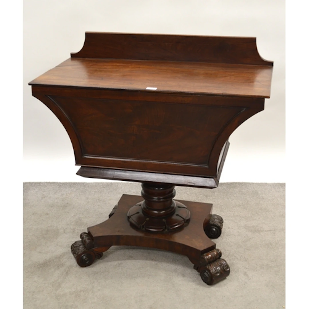19th Century mahogany wine cooler, the galleried back with p...