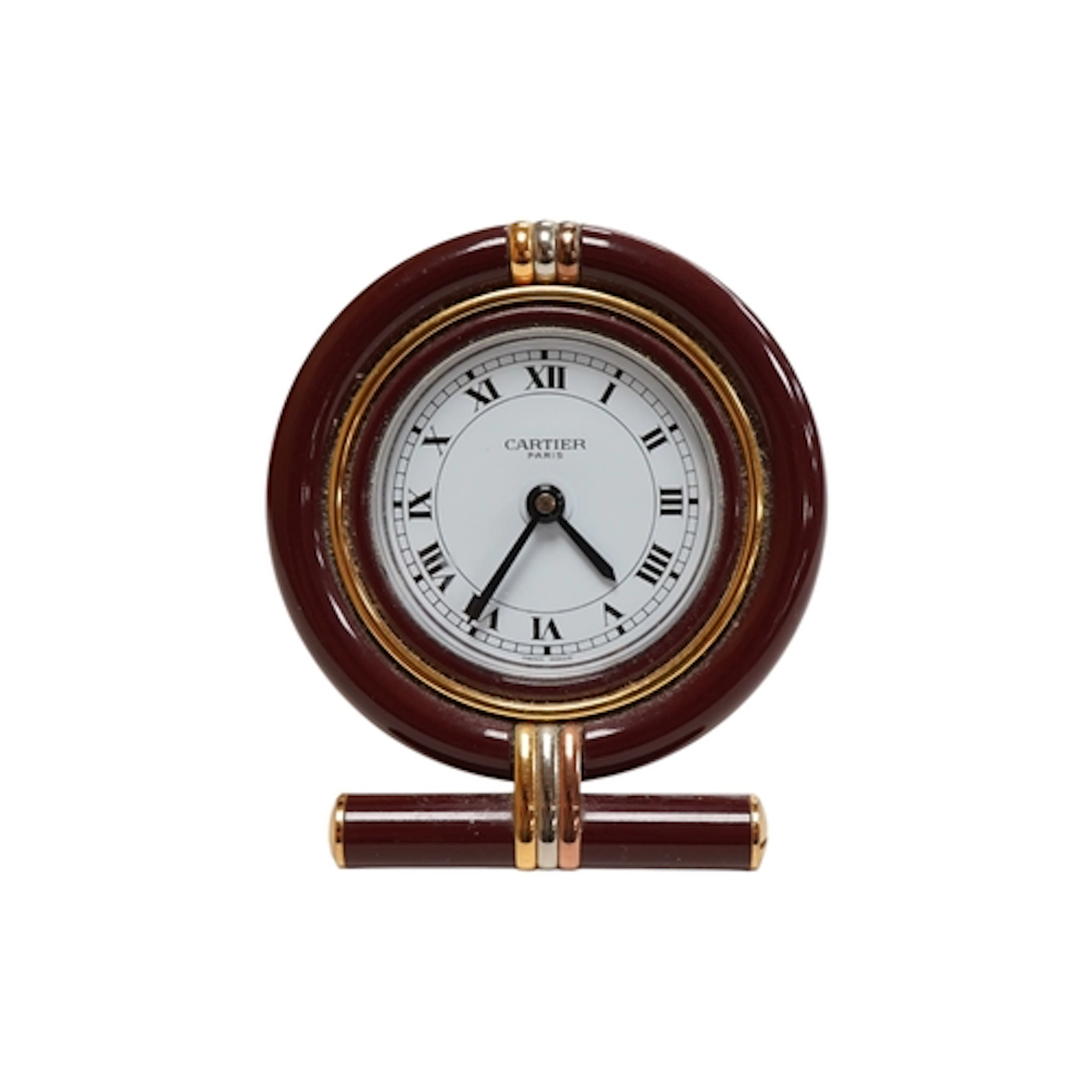 A boxed Must de Cartier desk timepiece, 7522, with case, 8cm...