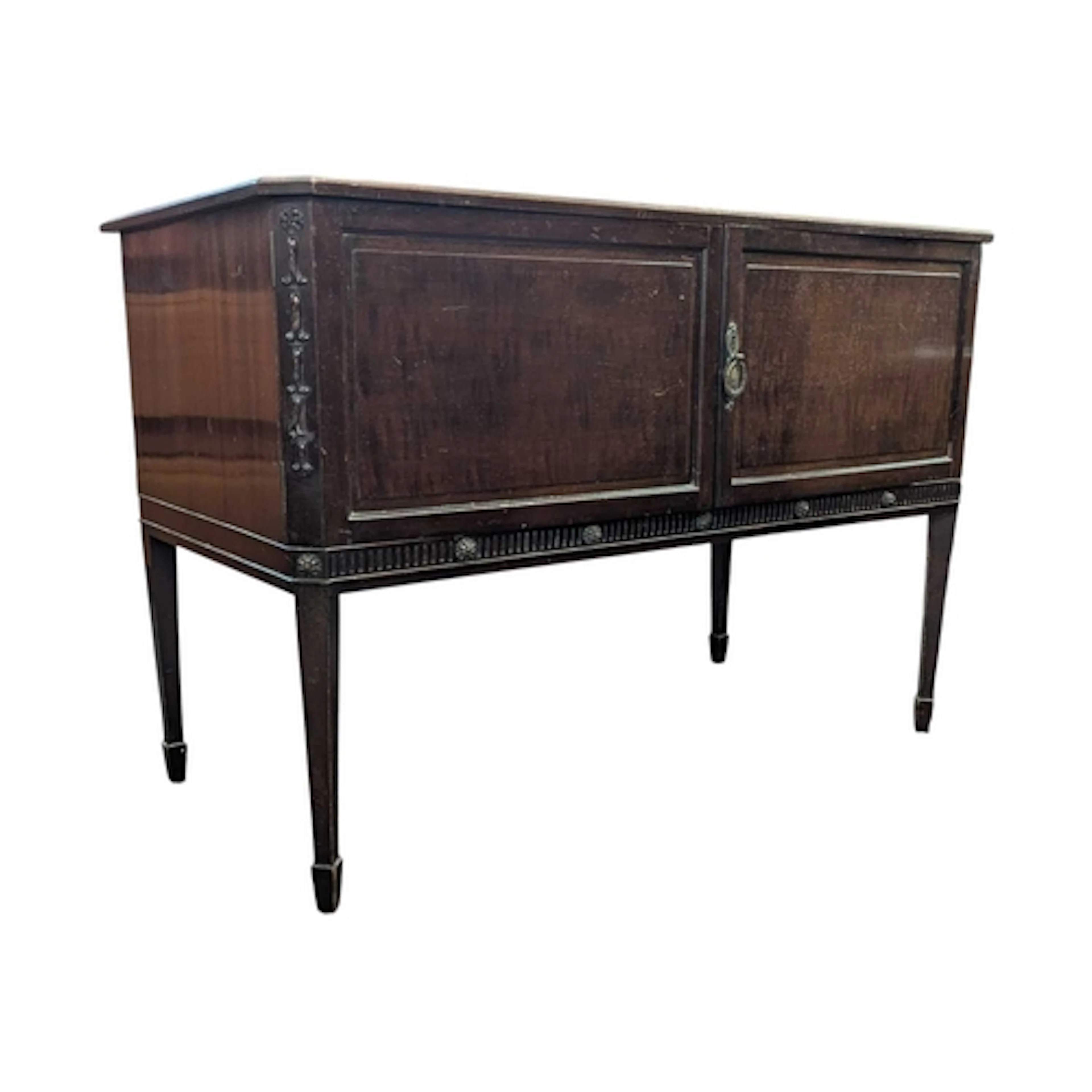 An Edwardian mahogany washstand cabinet. The washstand raise...