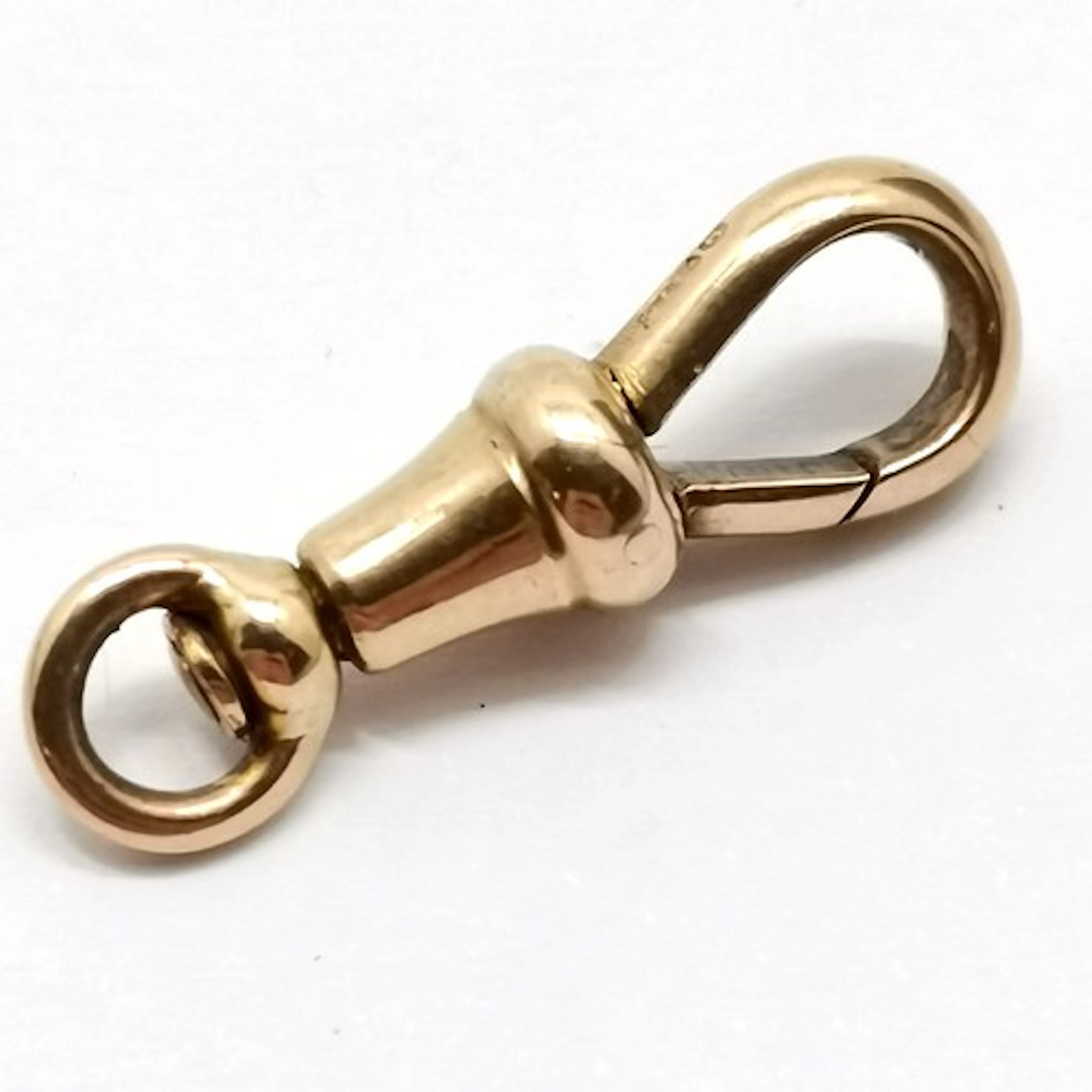 Antique 9ct hallmarked gold dog clip clasp - 2.2cm & 2.3g to...