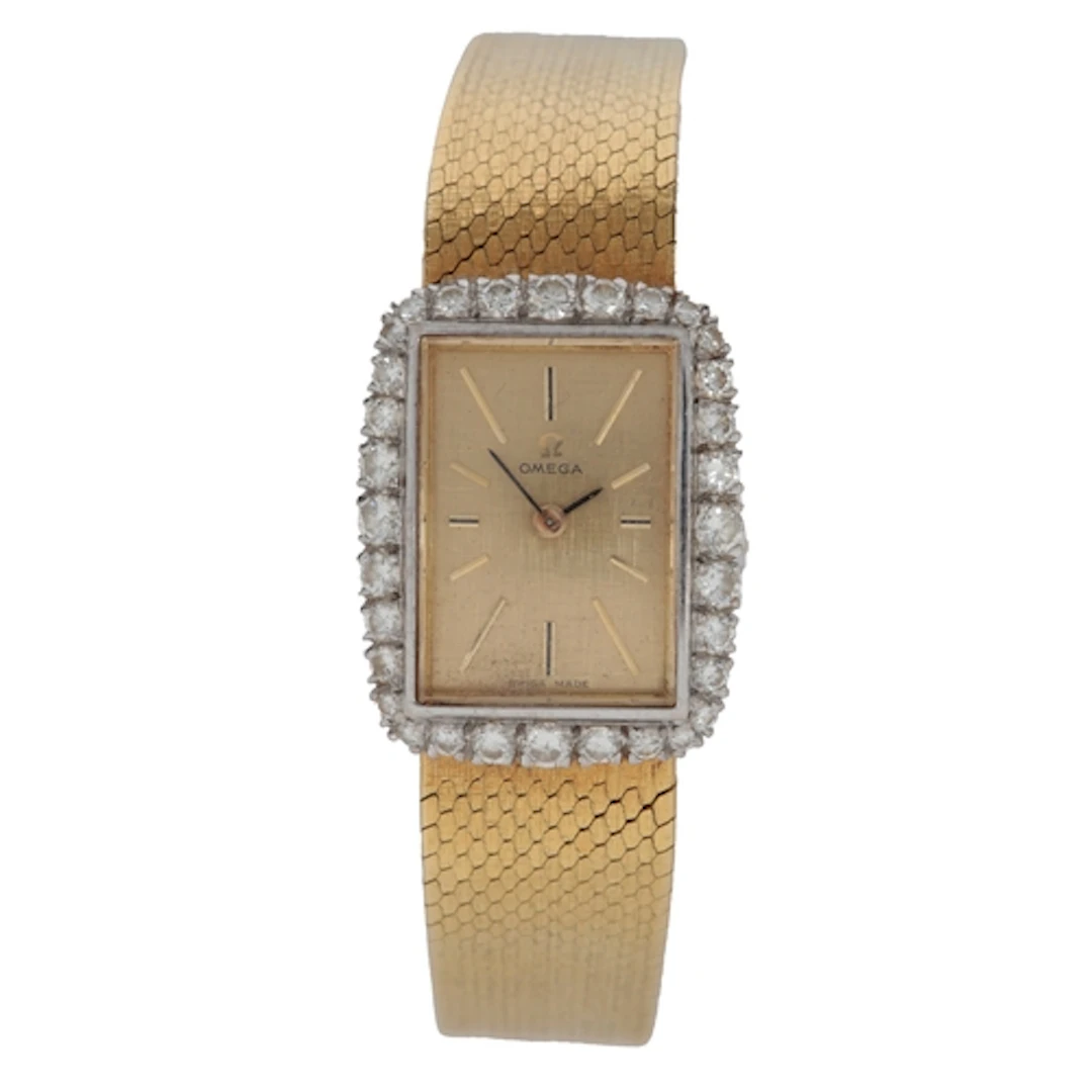 A lady's late 1960's 18ct gold and diamond Omega manual wind...