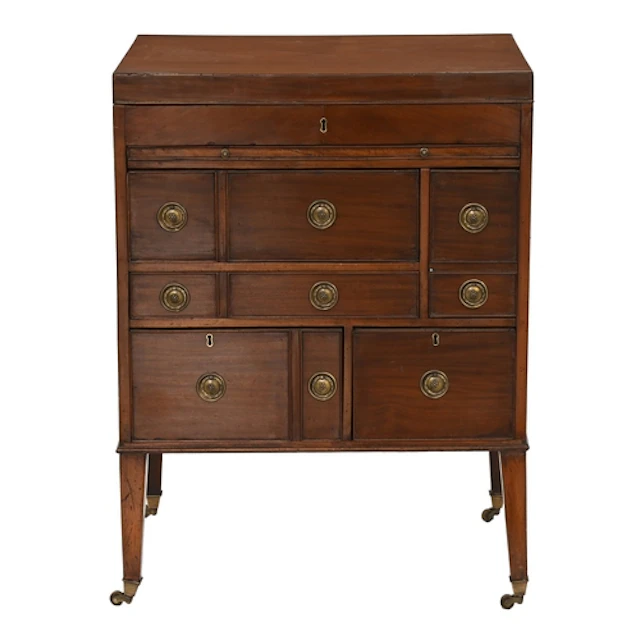 A George III mahogany enclosed gentleman's washstand, with f...