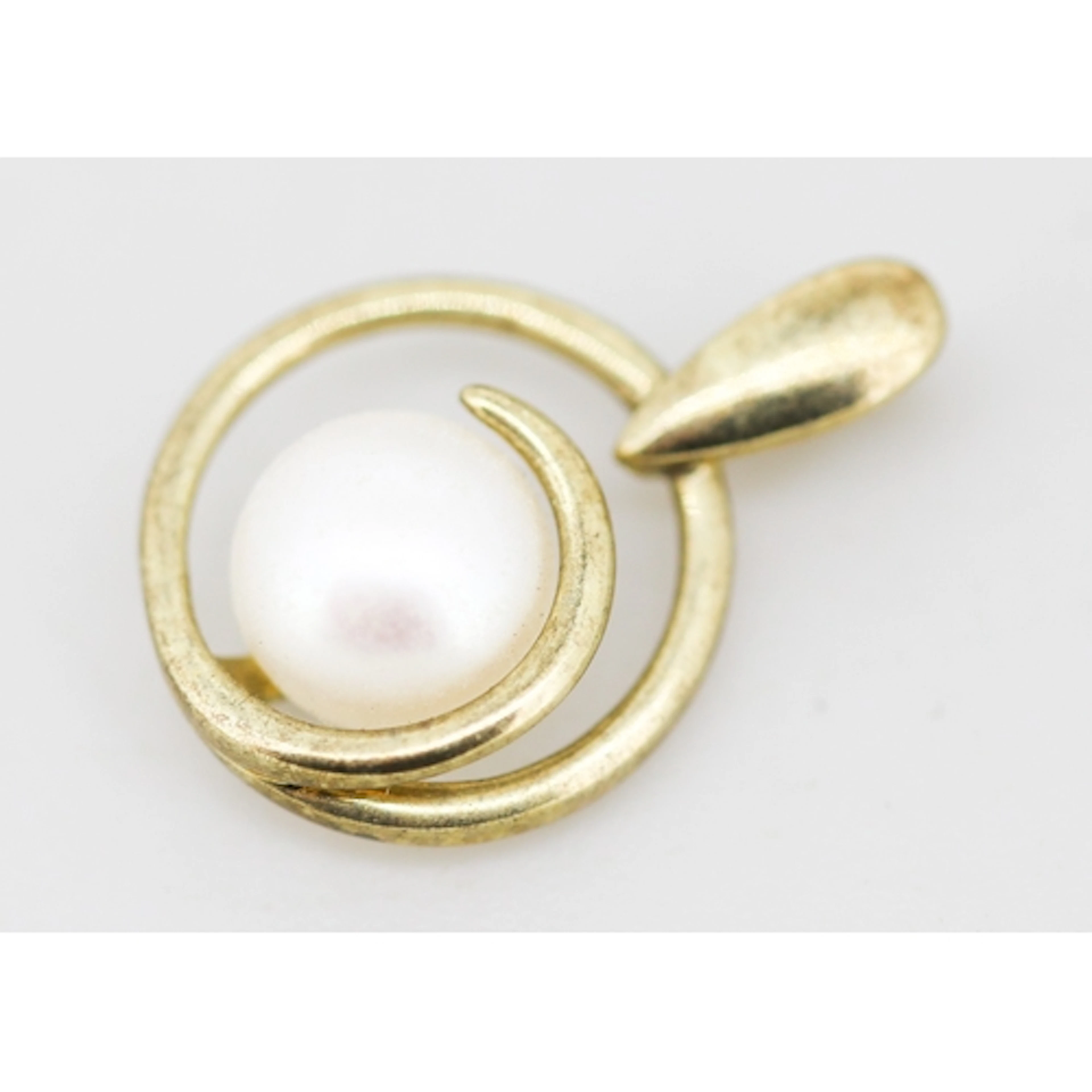Pearl Set Swirl Motif Pendant Mounted in 9 Carat Yellow Gold...