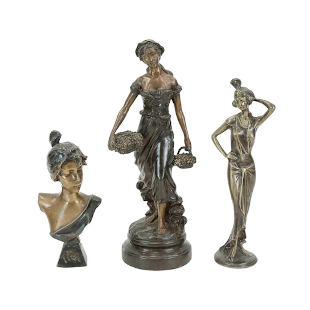 An Art Nouveau style bronze bust of a female. height 22cm, t...