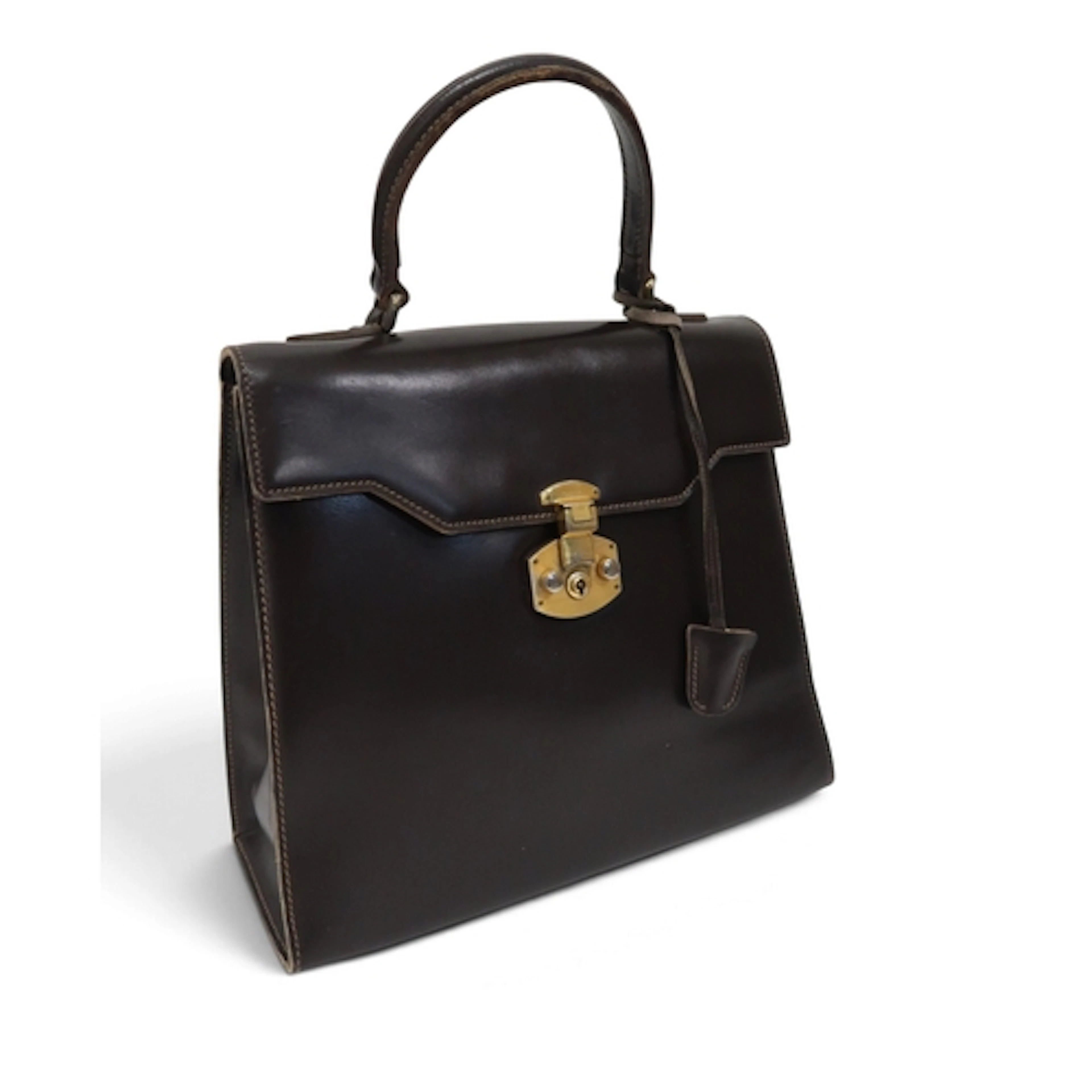 A mid 20th century Gucci brown leather handbag, in the 'Lady...