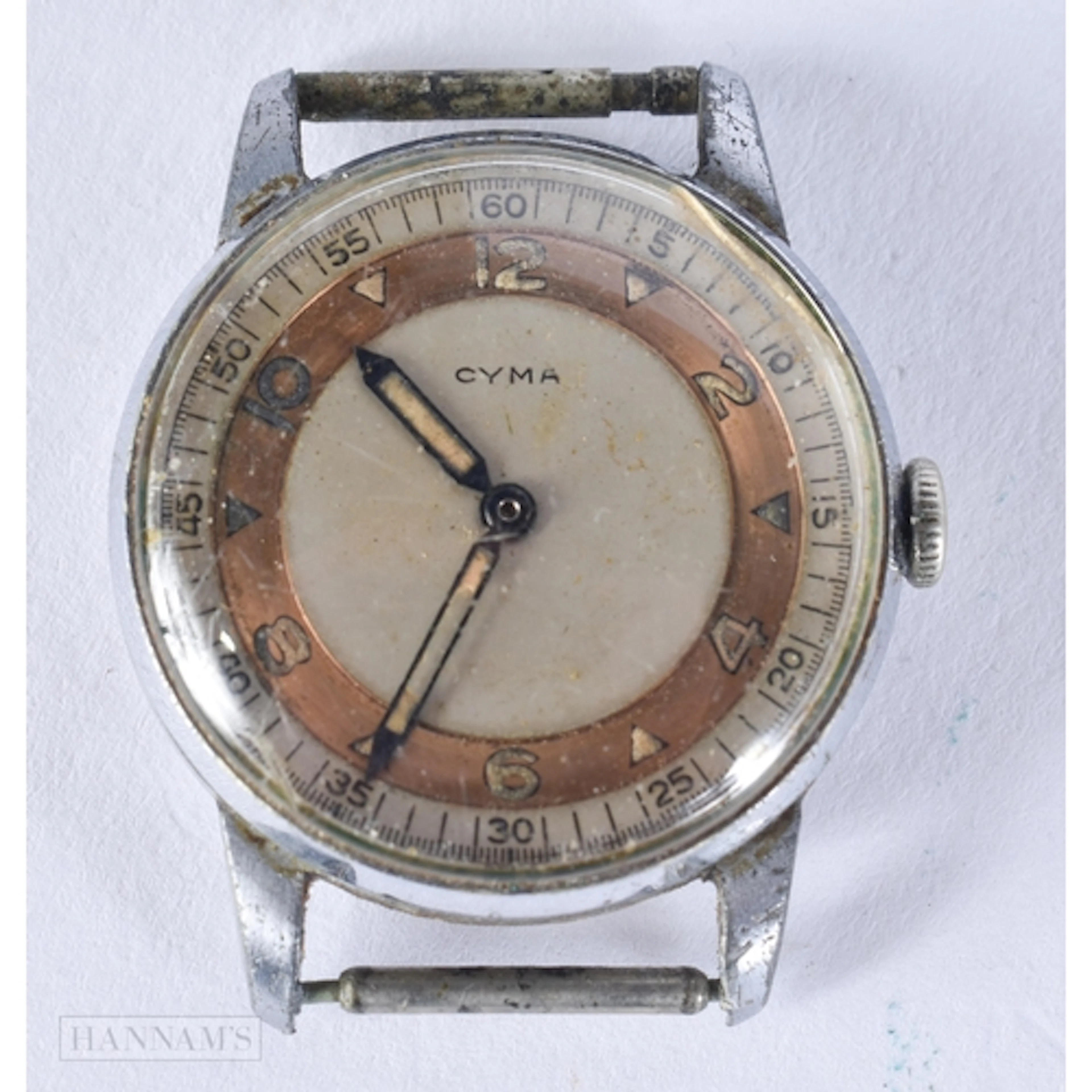 A CYMA WATCH. 3.2 cm including crown. not running