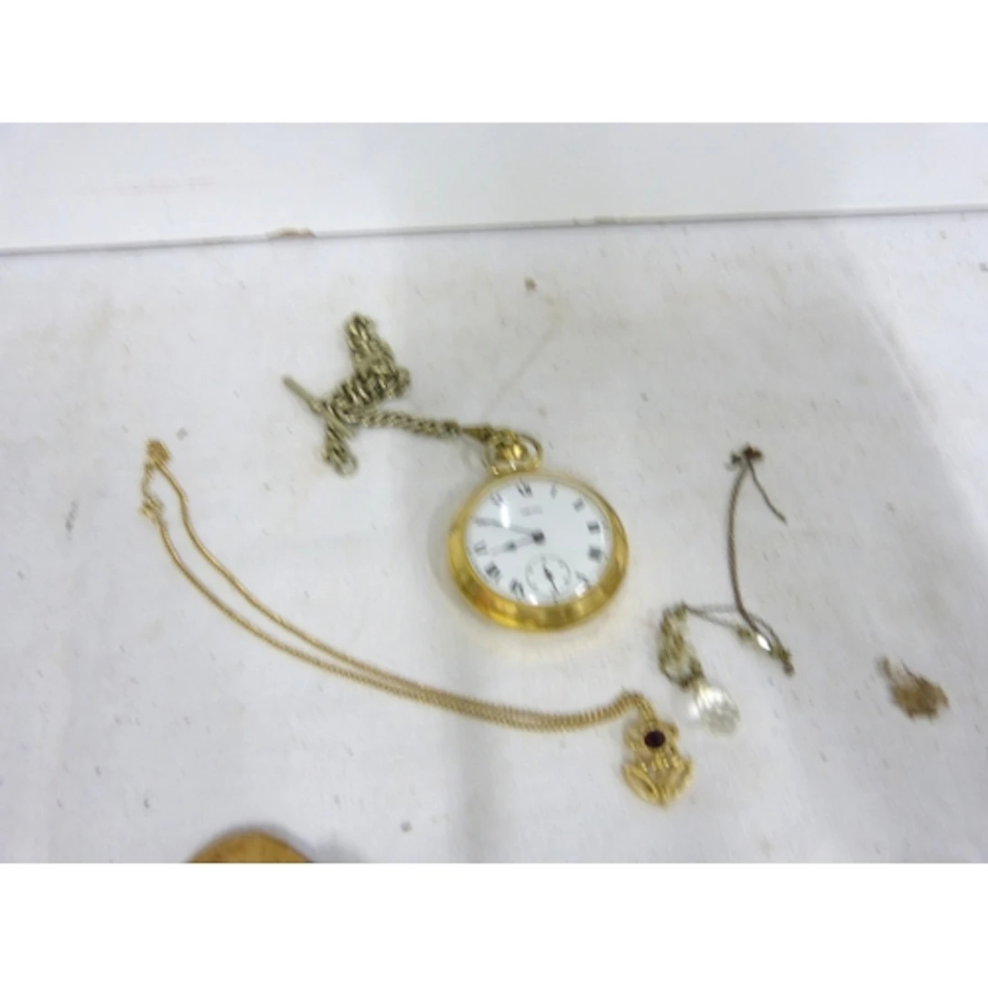 Smiths gents pocket watch and costume necklaces.