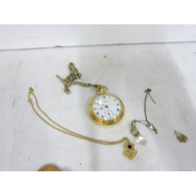 Smiths gents pocket watch and costume necklaces.