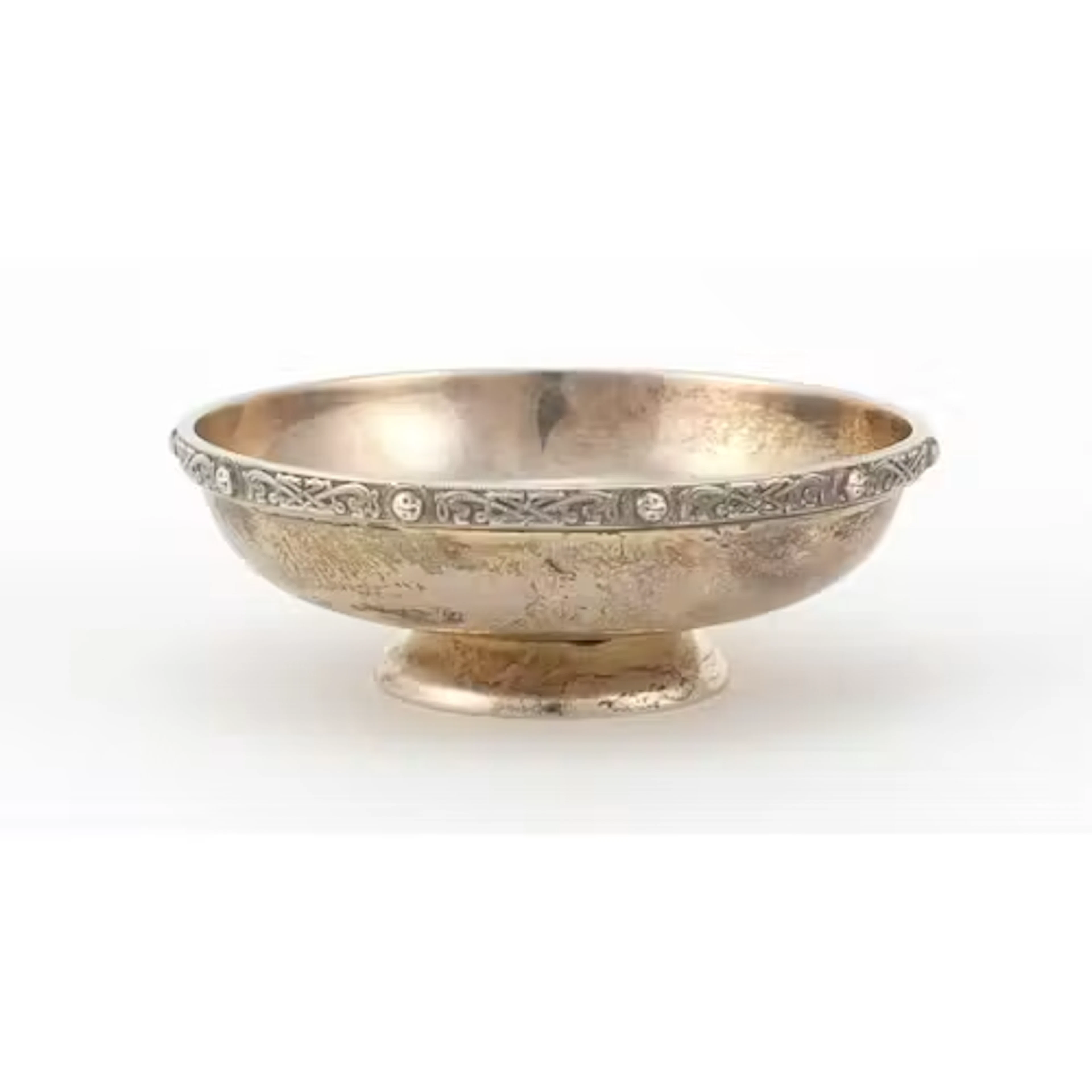 Arts and Crafts stylle silver dish by A E Jones, the border ...