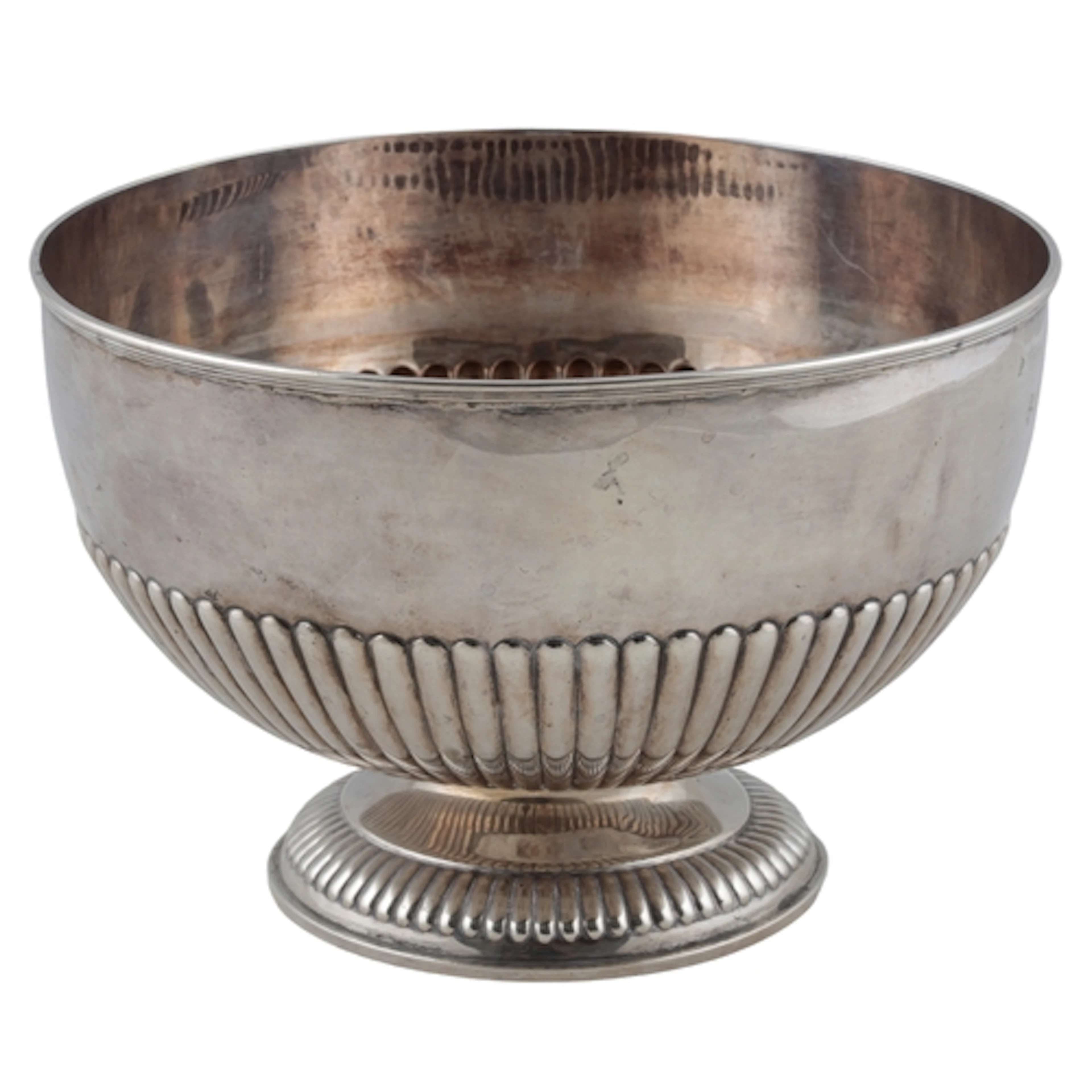 A late Victorian demi fluted silver pedestal punch bowl, by ...