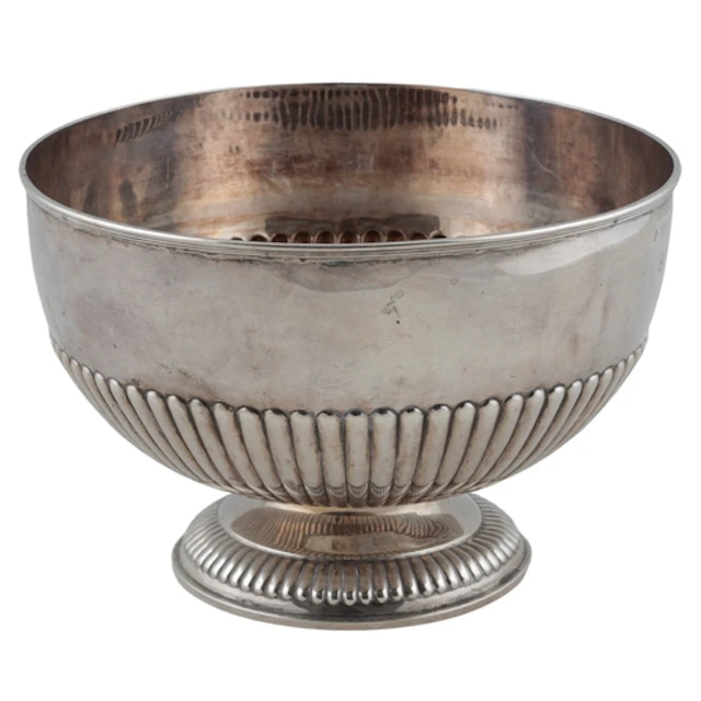 A late Victorian demi fluted silver pedestal punch bowl, by ...