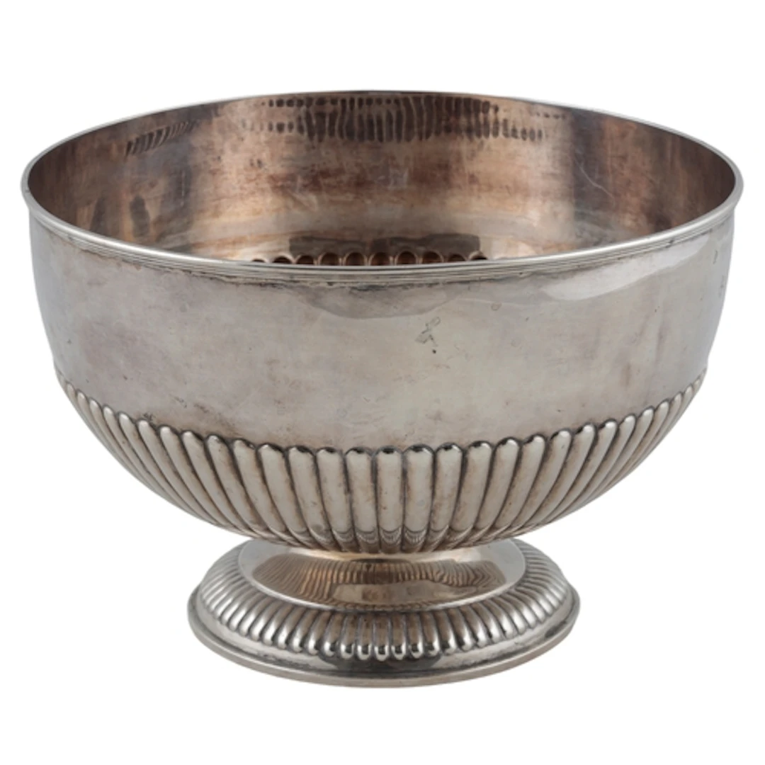 A late Victorian demi fluted silver pedestal punch bowl, by ...