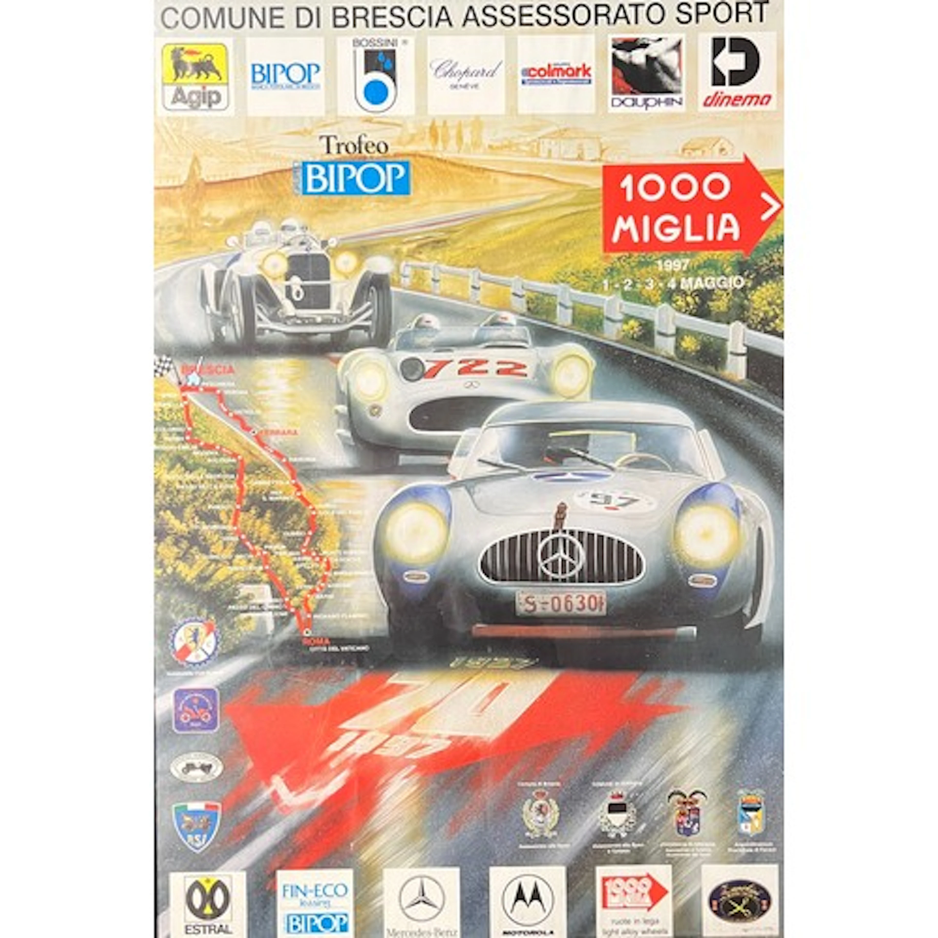 1997 Mille Miglia Italian Automotive poster. Comune di Bresc...