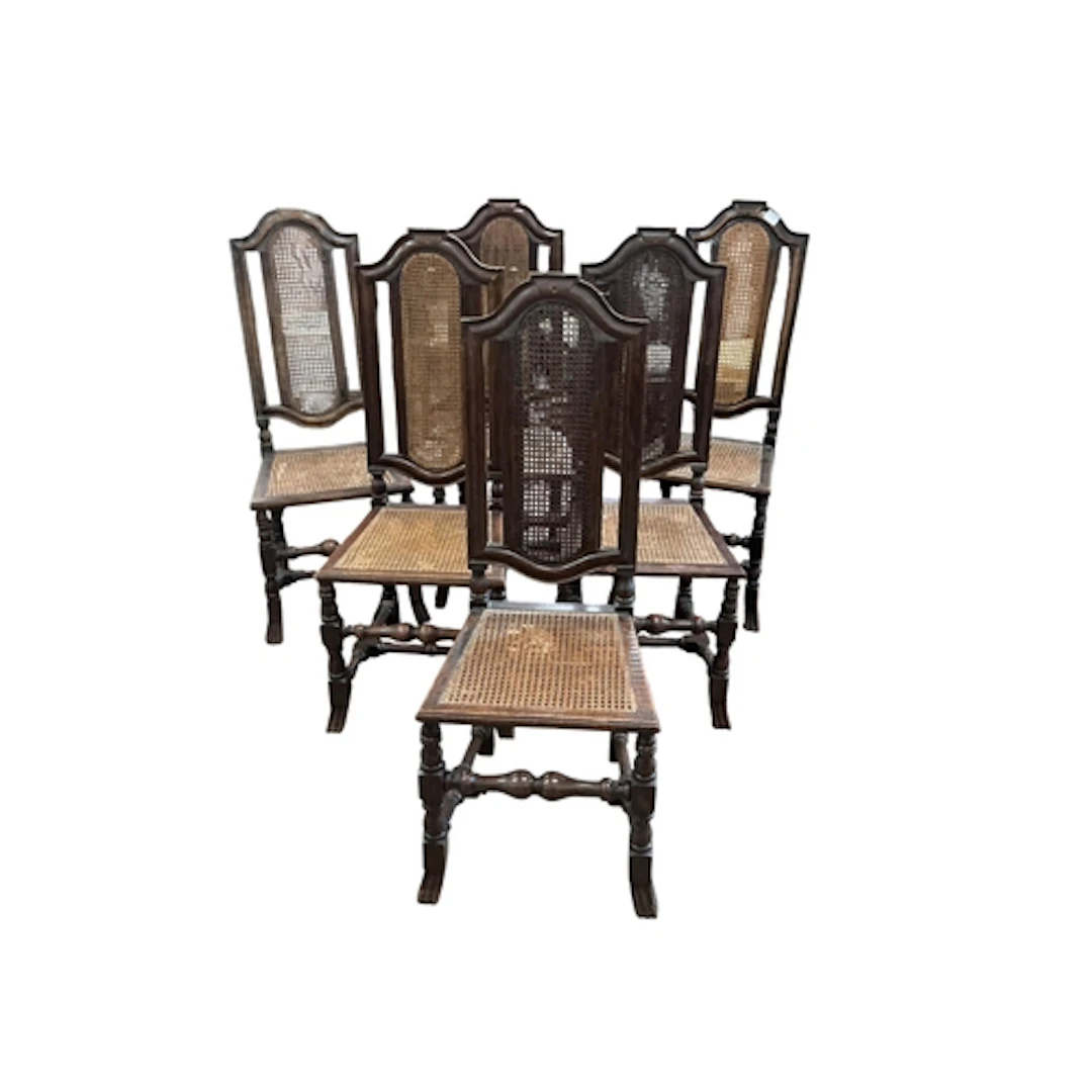 A set of six 18th century style Carolean design caned chairs...