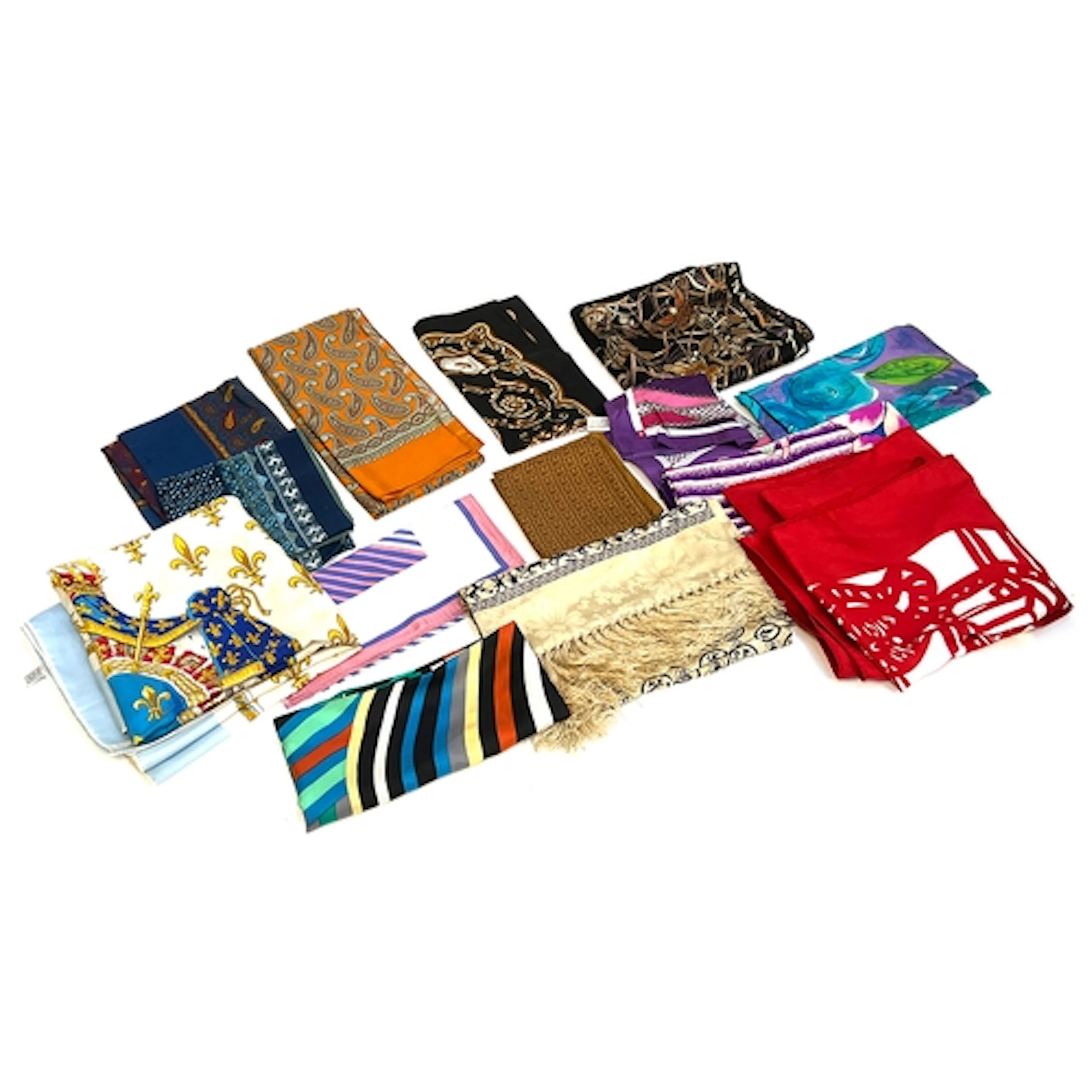 A quantity of silk scarves and squares to include: LR Paris,...