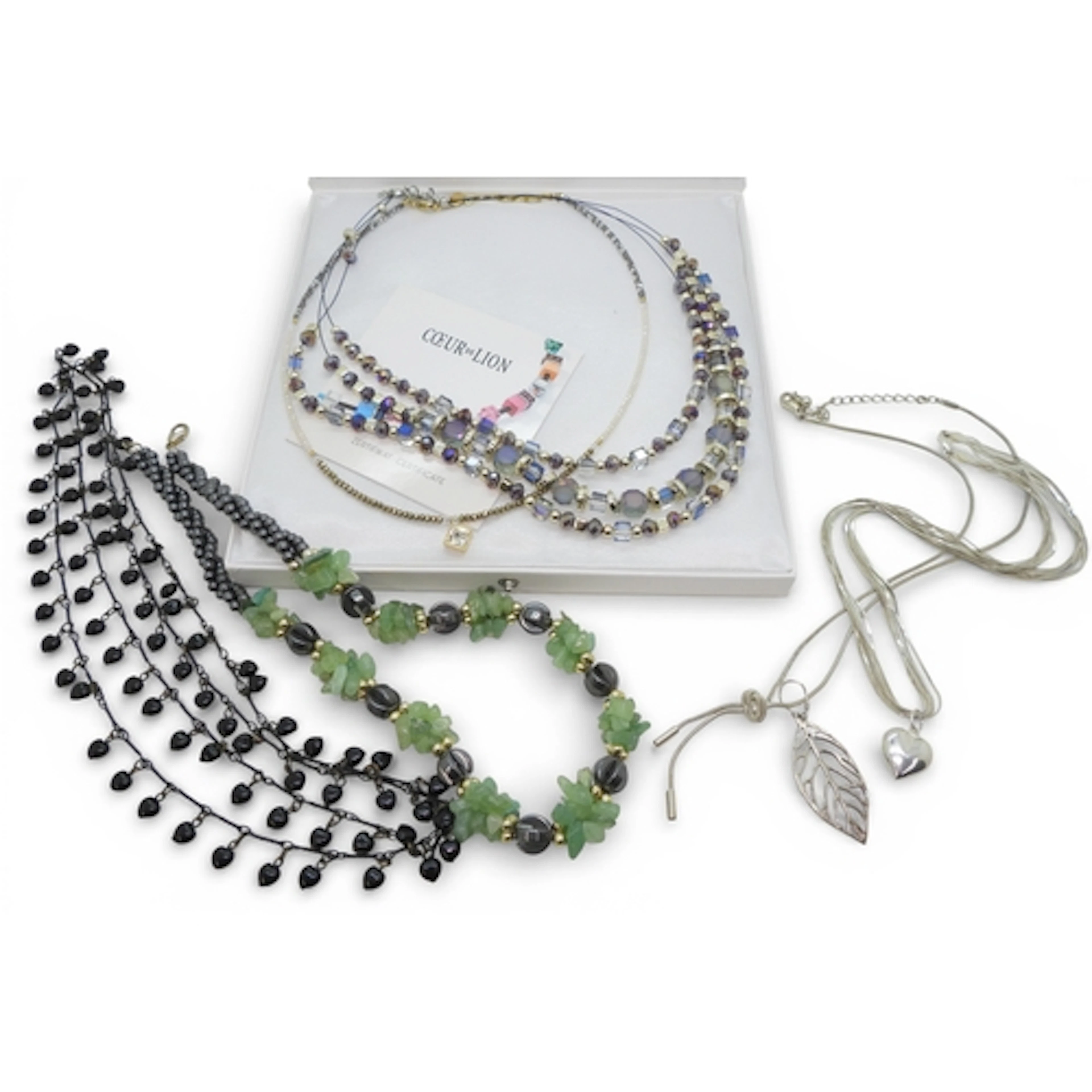 A Coeur De Lion statement necklace, a haematite and green ge...