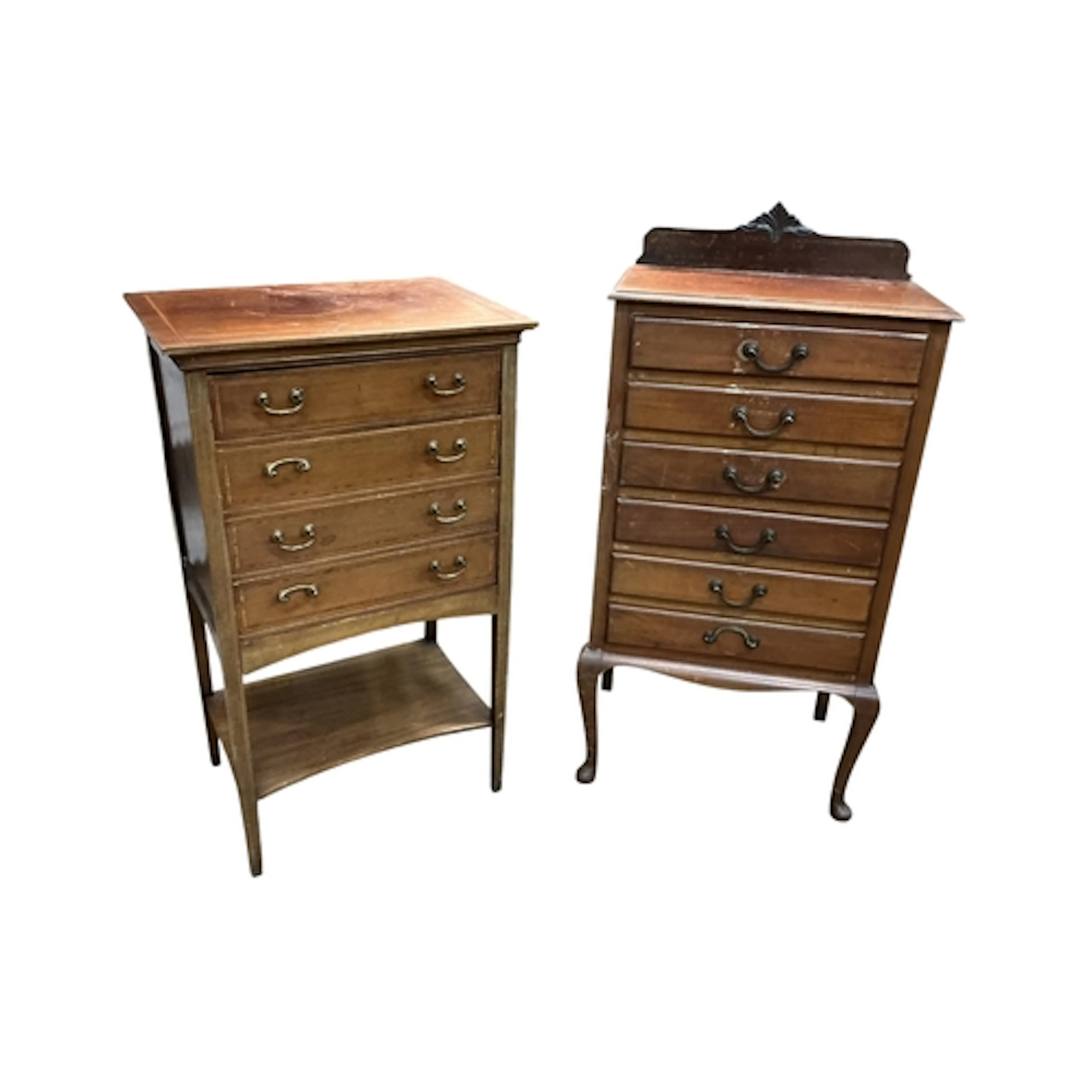Two early 20th century mahogany music cabinets, width 54cm, ...