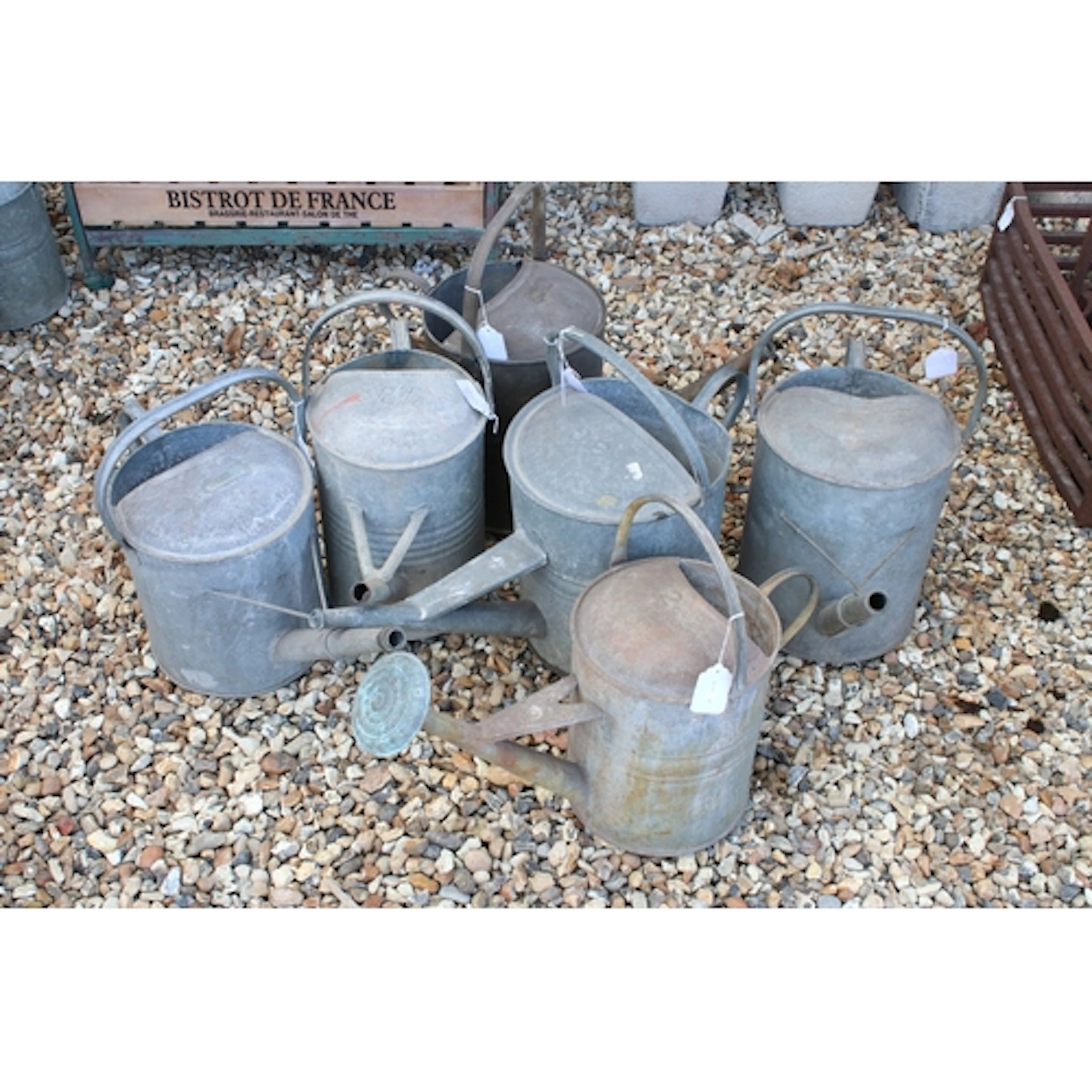 Collection of six early 20th century galvanised steel wateri...