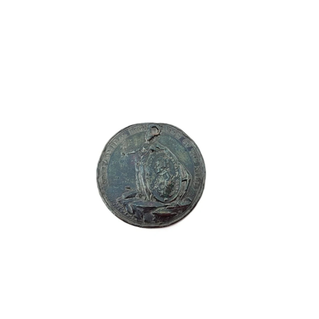 A 1798 BATTLE OF THE NILE ENGLISH NAVAL VICTORY BRONZE MEDAL...