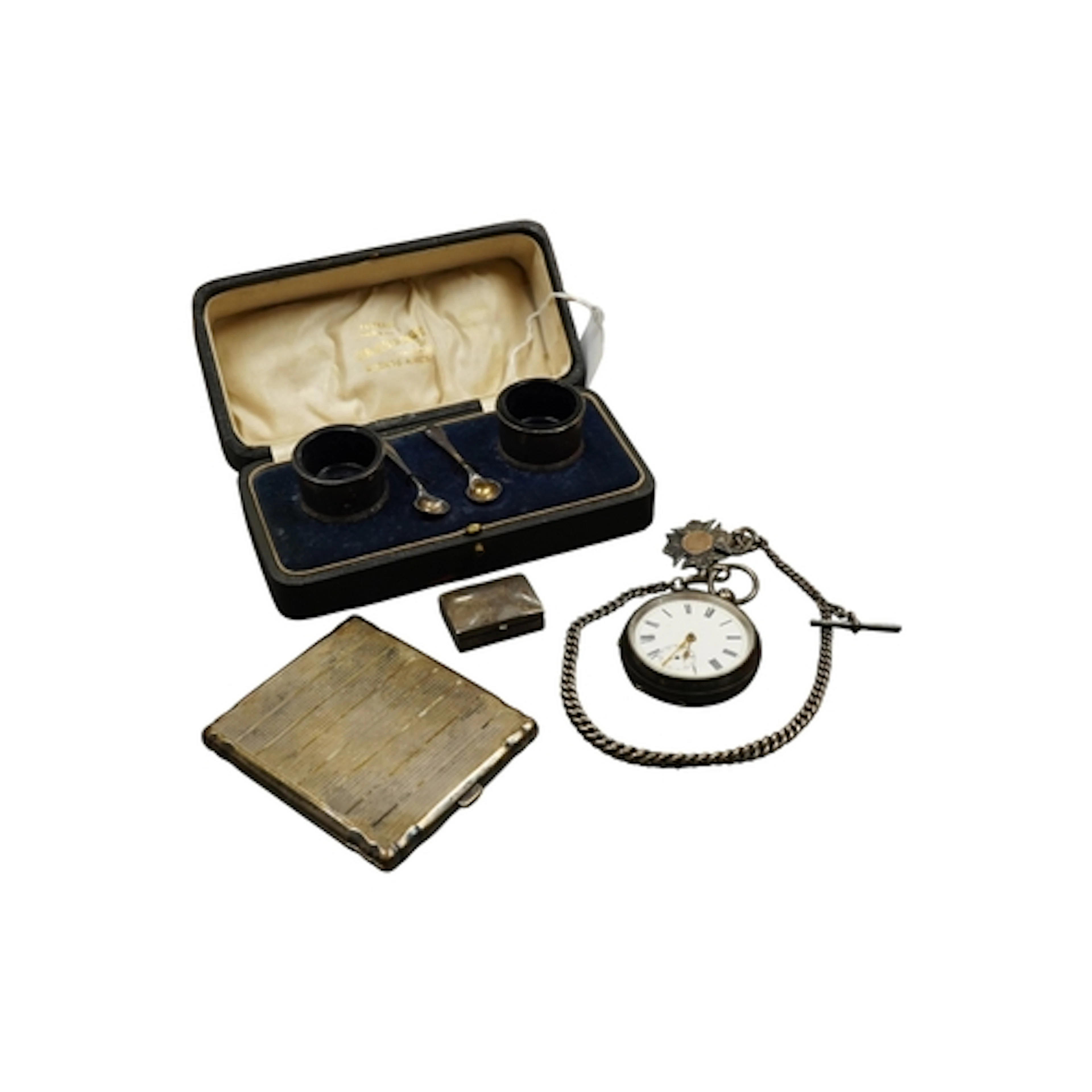 A 900 standard white metal compact,(a.f.), a George V silver...