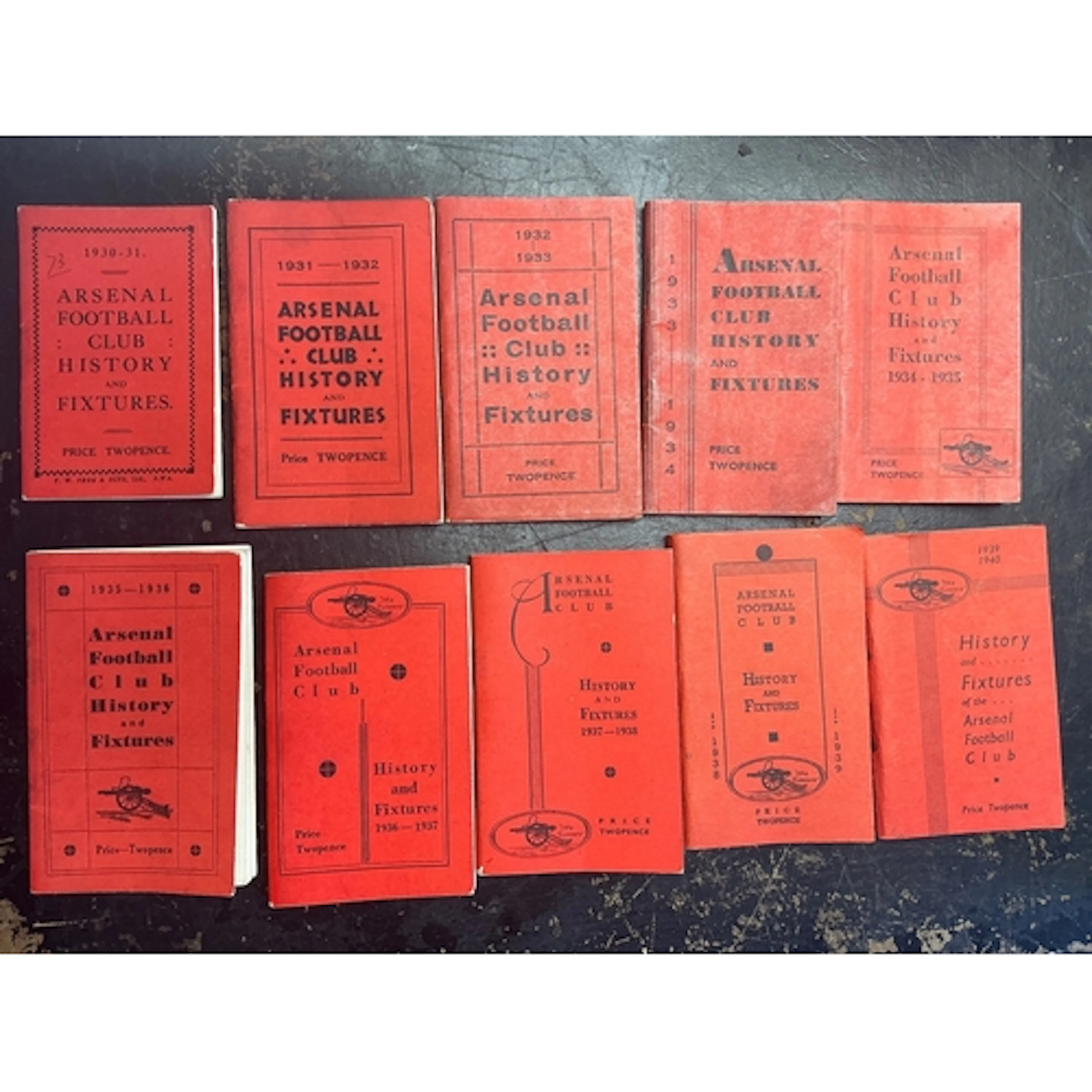 1930s Arsenal Football Handbooks: Complete run from 30/31 to...