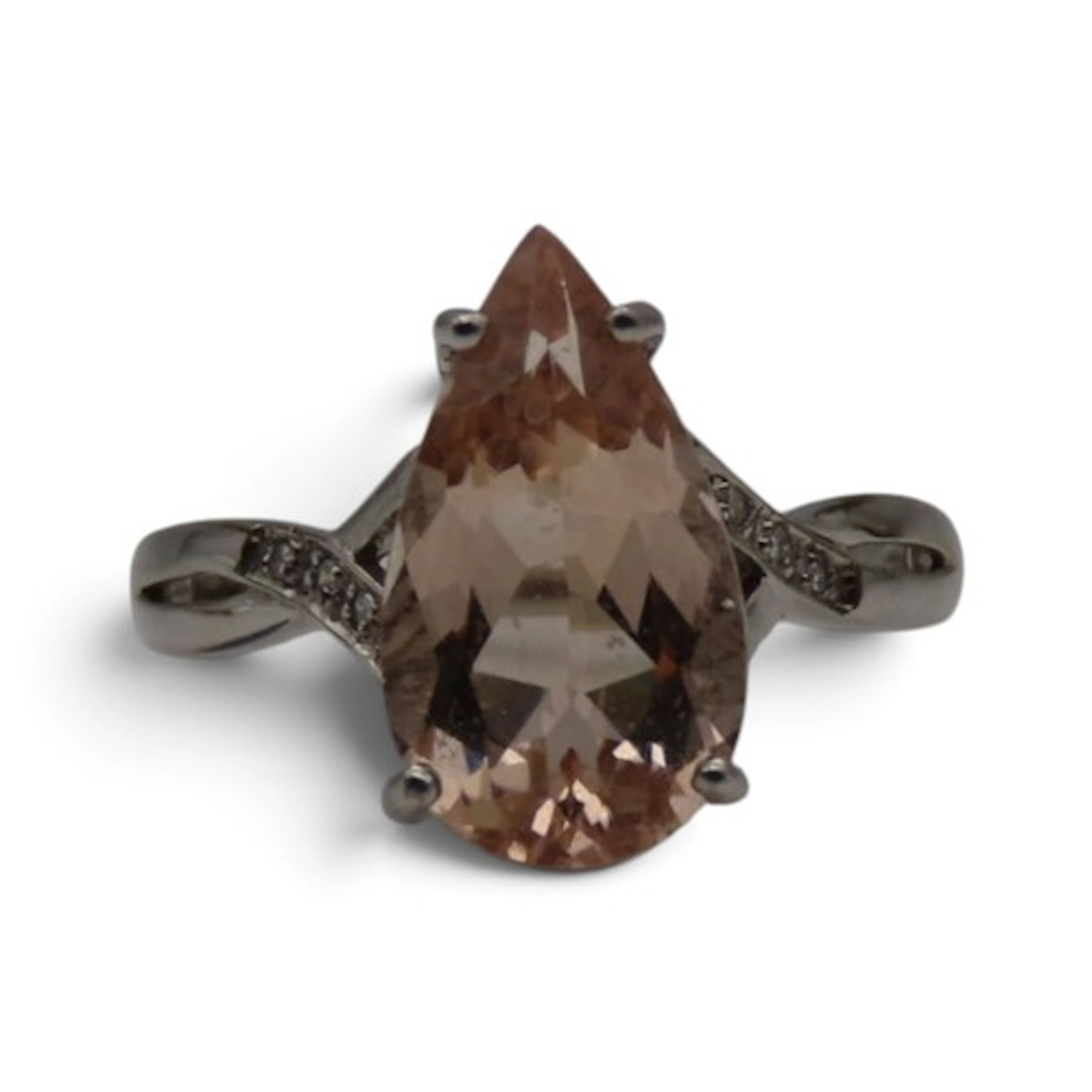 A morganite and diamond ring, by Rocks & Co., set with a pea...