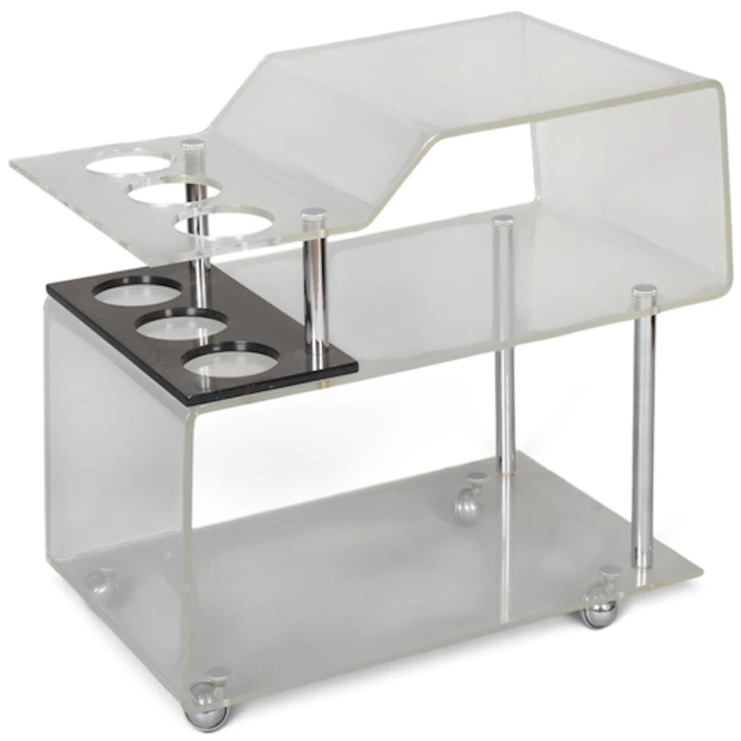 An Italian mid-century acrylic bar cart or drinks trolley, w...