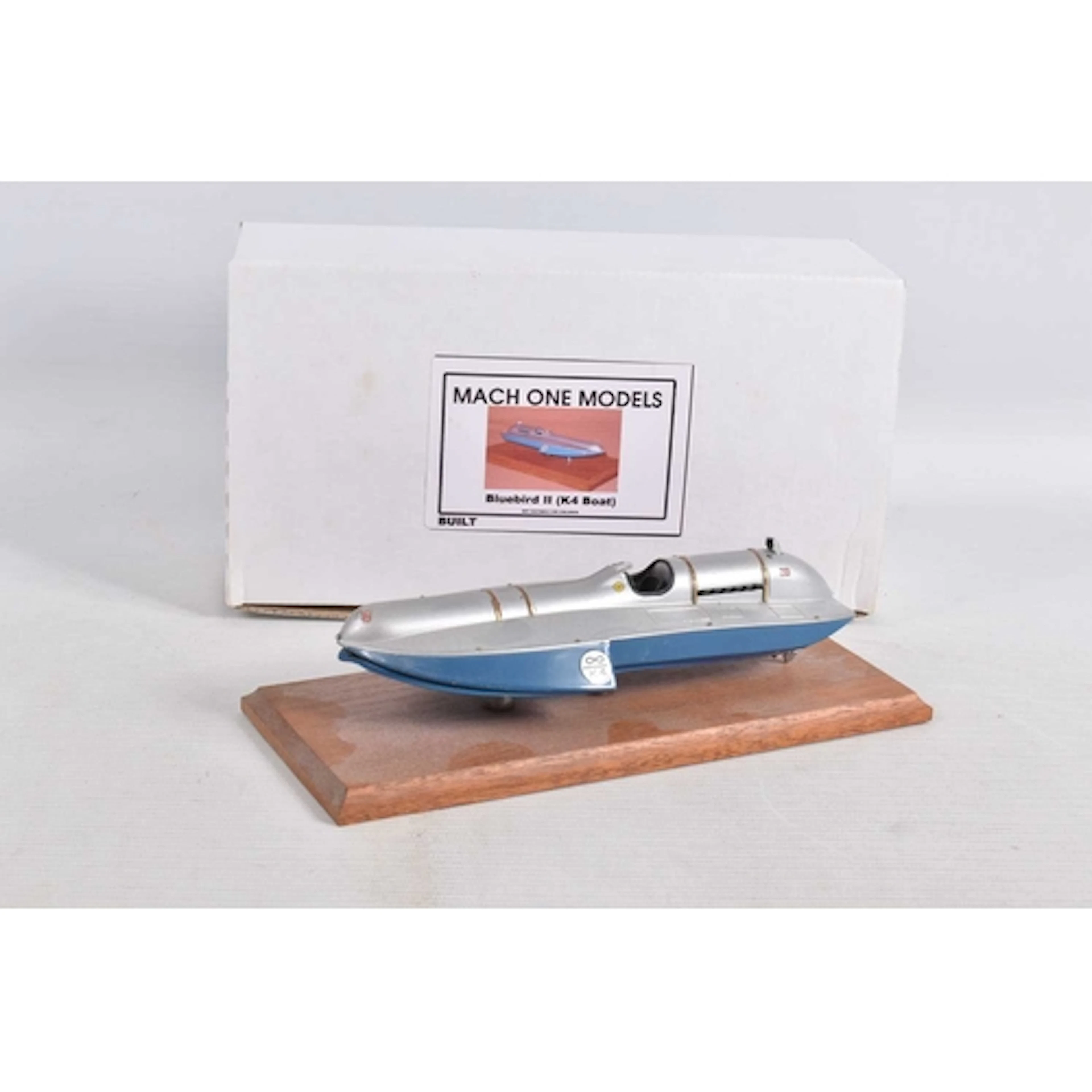 A BOXED MACH ONE MODELS BUILT BLUEBIRD II K4 BOAT, white met...