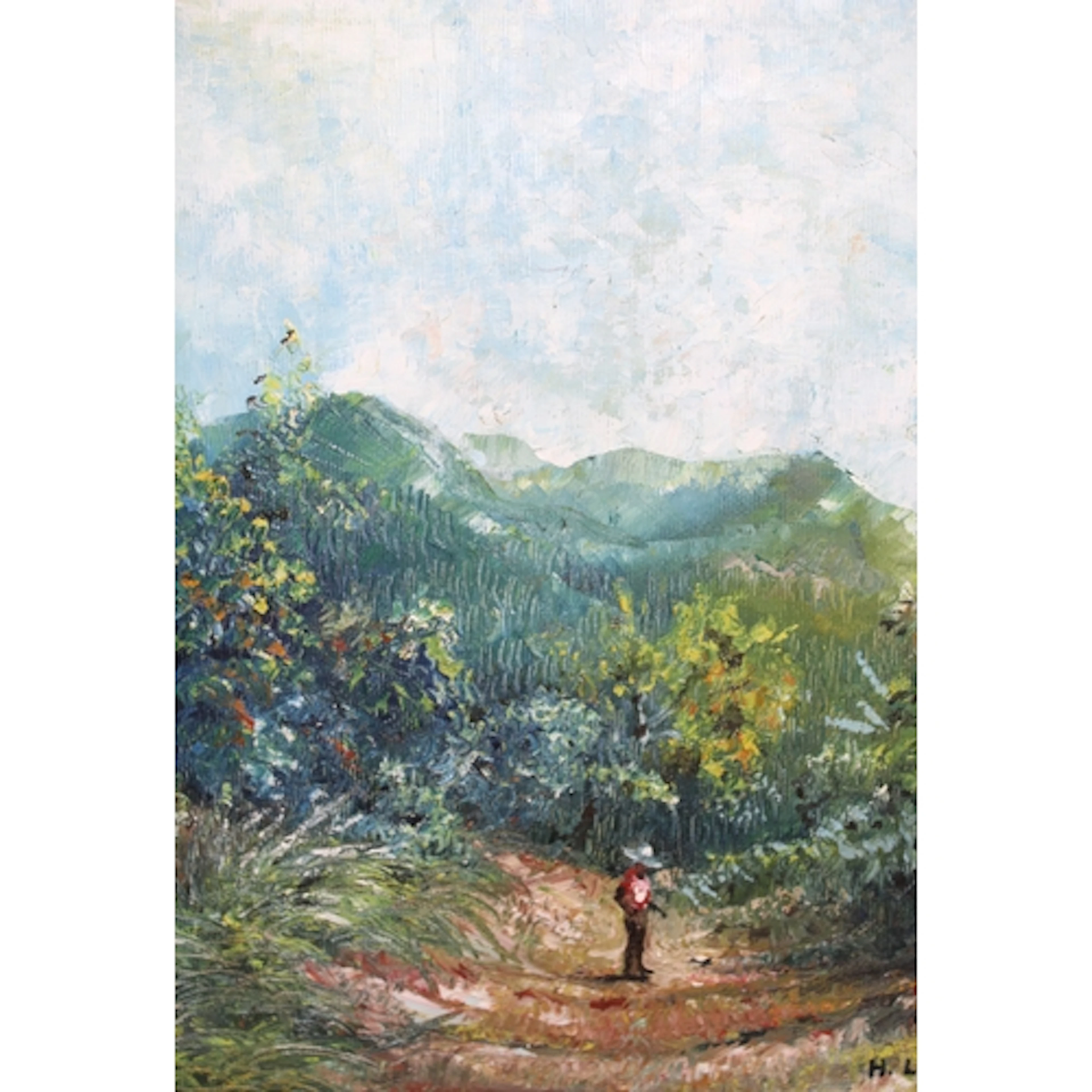 H. Lowe, oil on canvas, Jamaican landscape with a figure, 38...