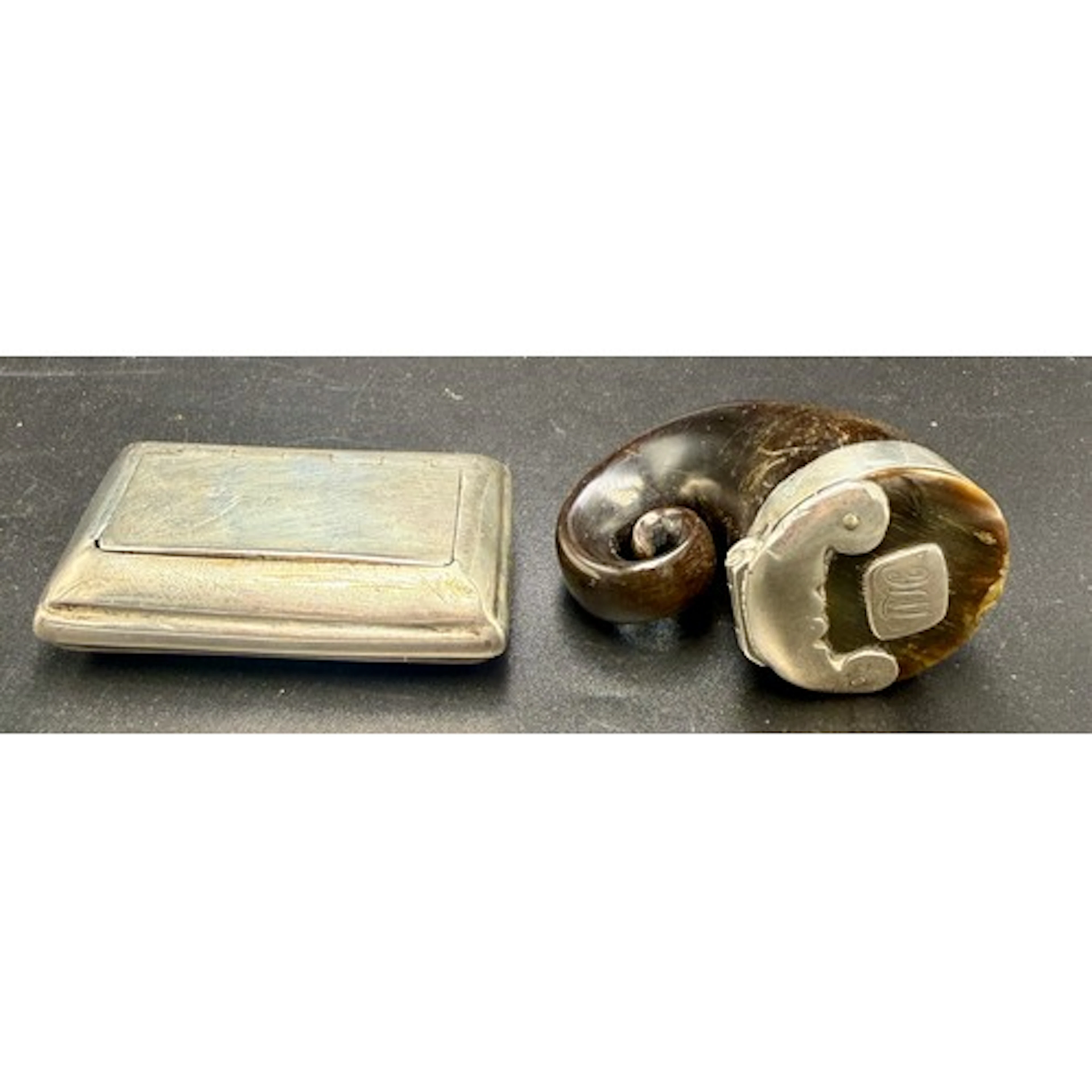 Two Georgian snuff boxes to include ram’s horn and silver, B...