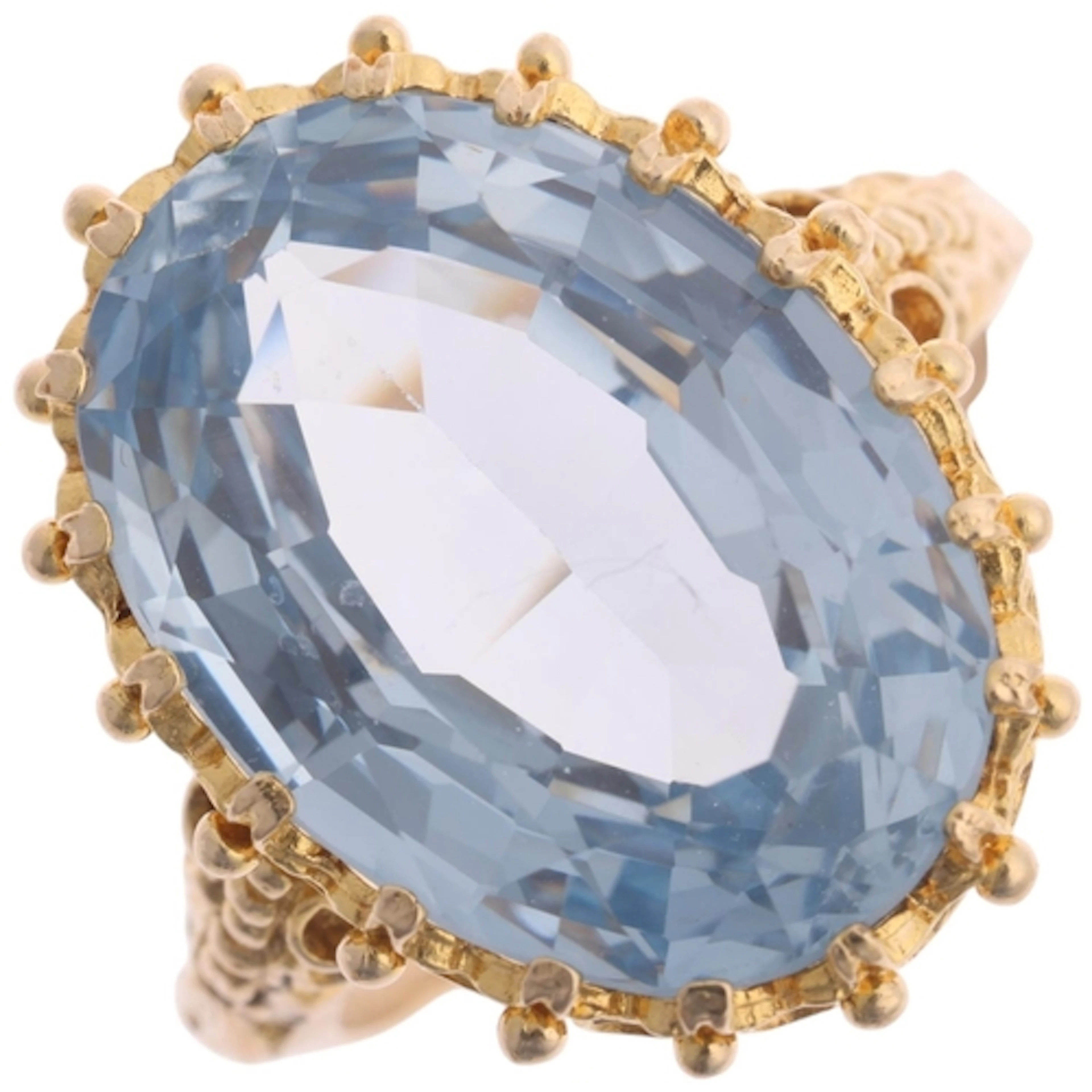 A Vintage 9ct gold single stone blue synthetic spinel ring, ...
