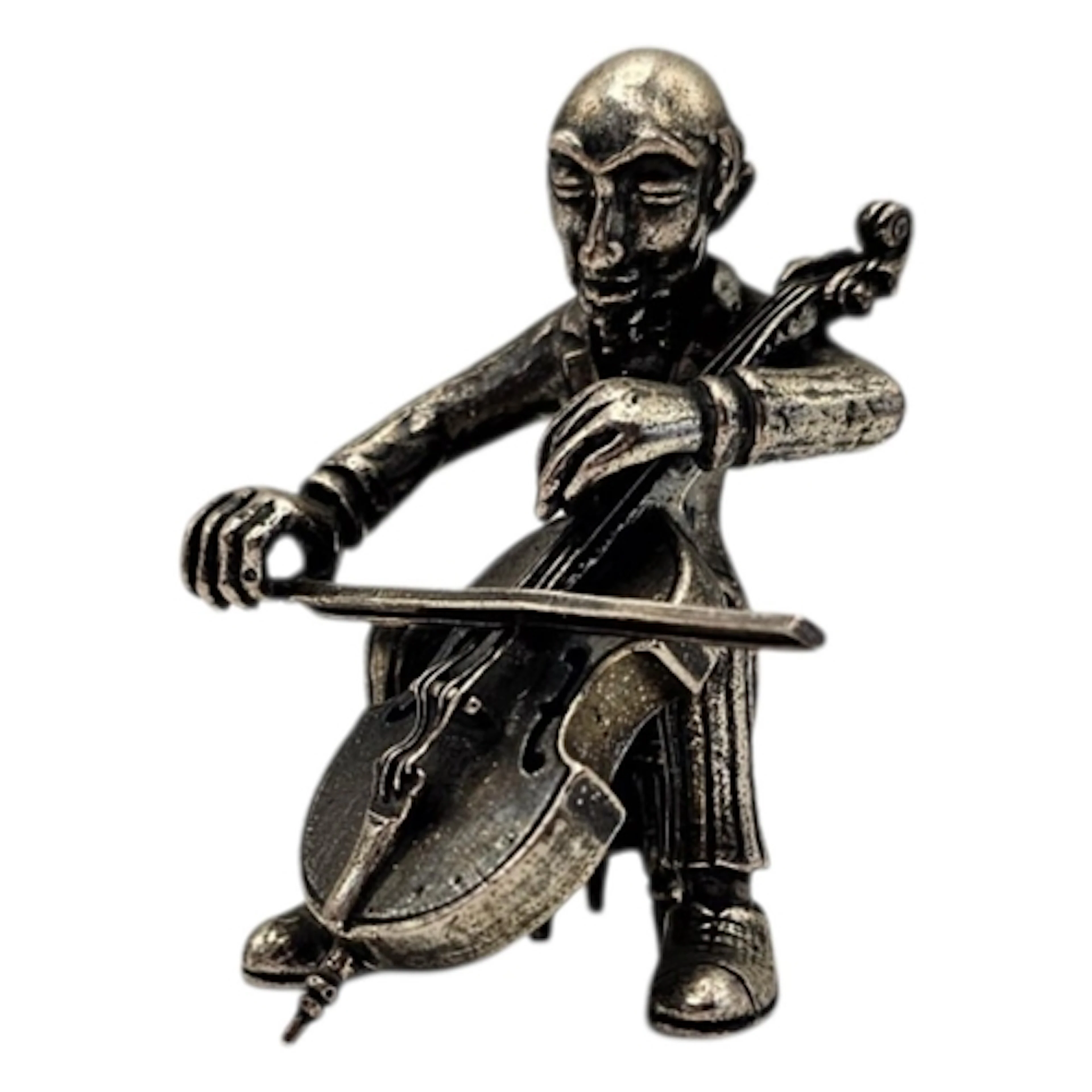 A STERLING SILVER NOVELTY ‘CELLO PLAYER’ MINIATURE FIGURE He...