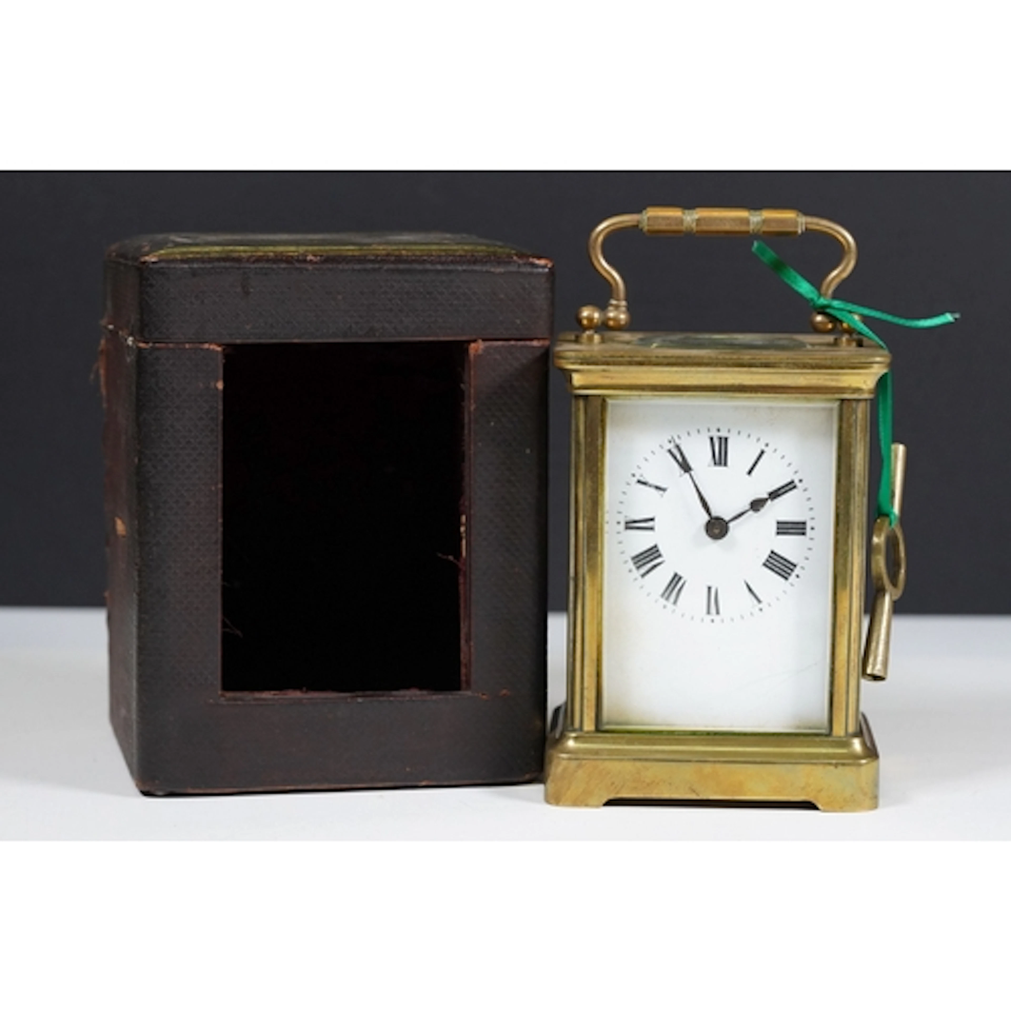 Early 20th Century brass carriage clock with five bevelled e...