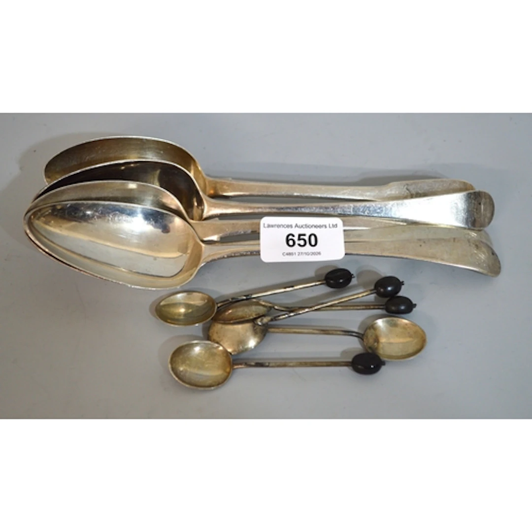 Five various silver table spoons, together with five silver ...