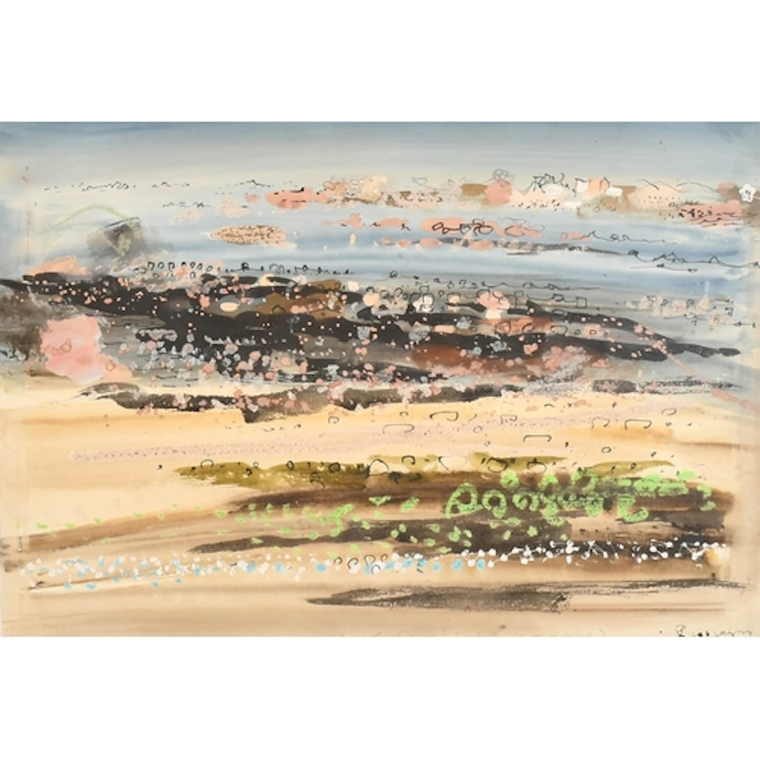 John Piper (1903-1992) British. "Rocks at Low Tide", Gouache...