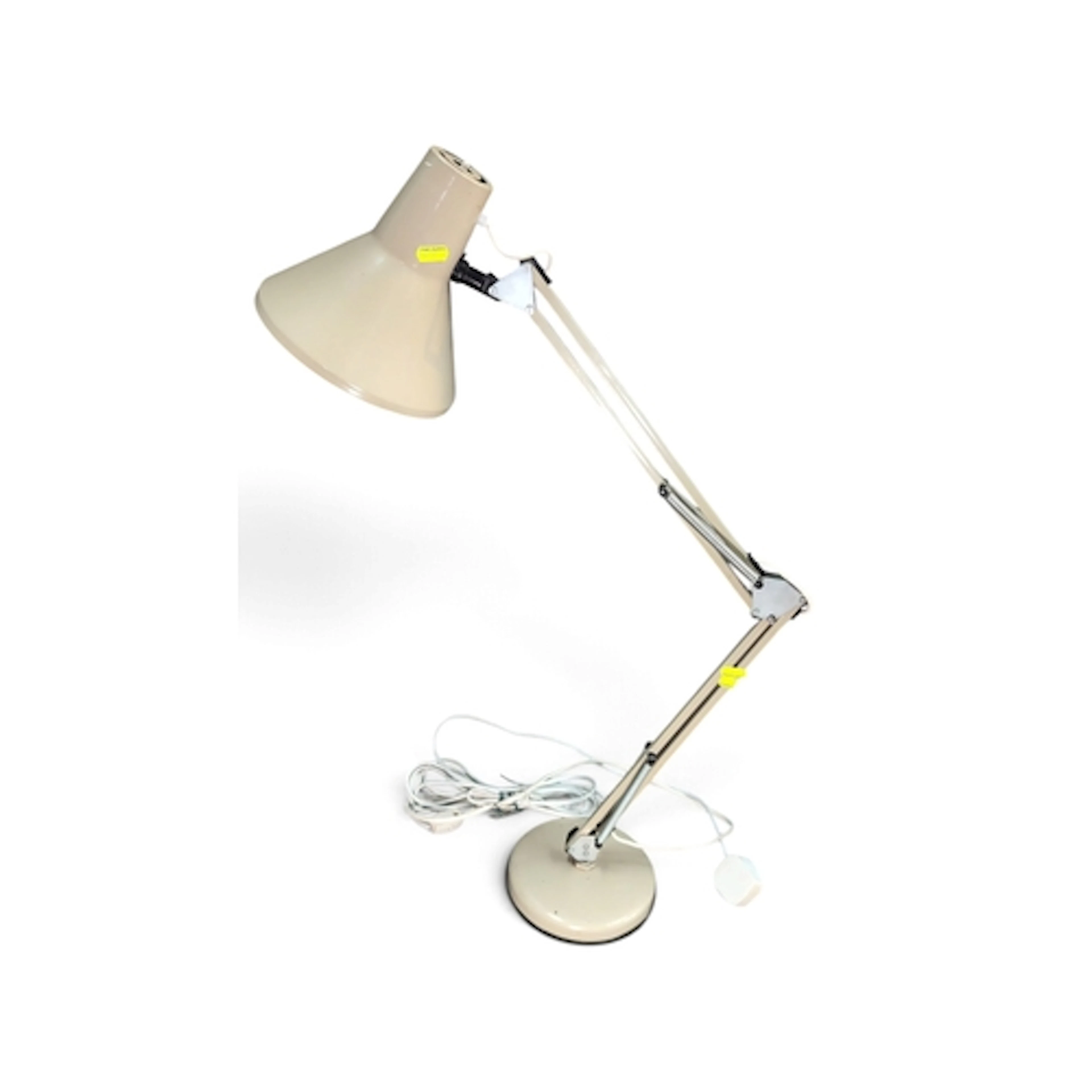 Adjustable metal desk lamp in cream finish, with a conical s...