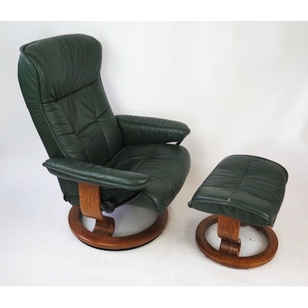 Ekorness Stressless leather reclining chair with matching st...