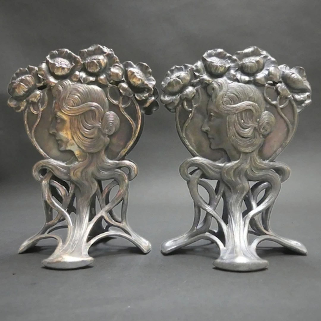 WMF - A pair of Art Nouveau knife stands, each with Alphonse...