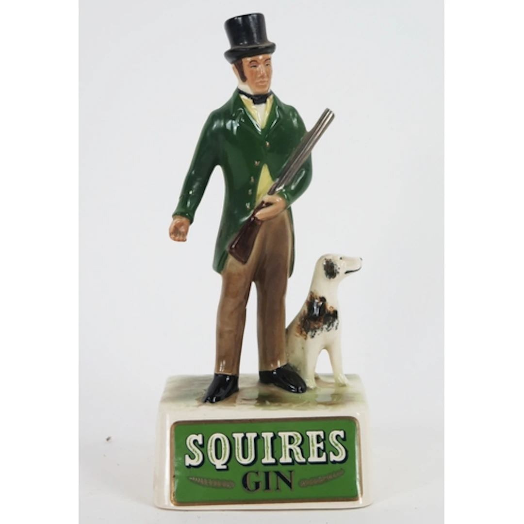 "Squires Gin" - a pottery advertising figure, top hatted man...