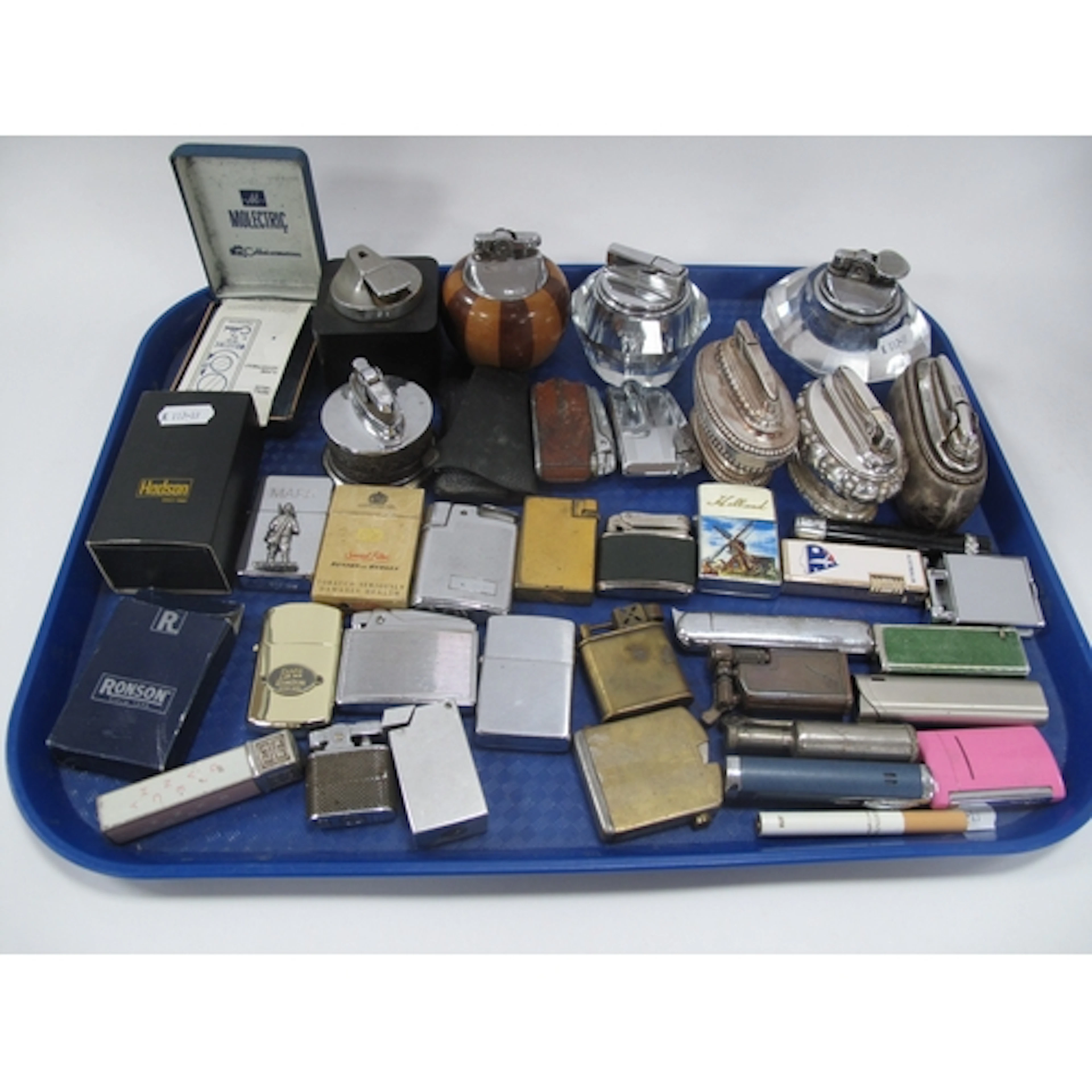 Collection of table and pocket lighters, including Ronson, G...