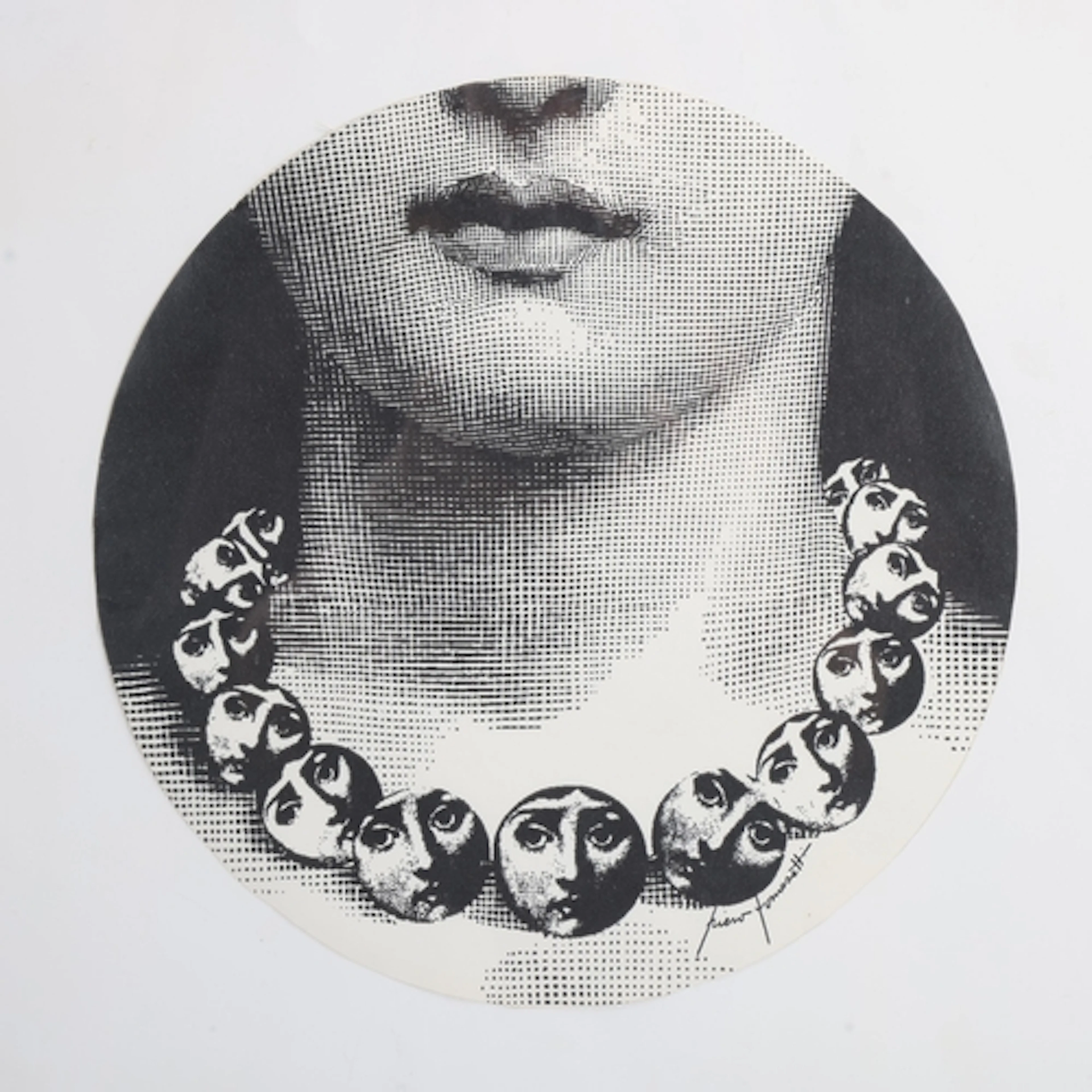 A framed print after Piero Fornasetti plate from the Tema e ...