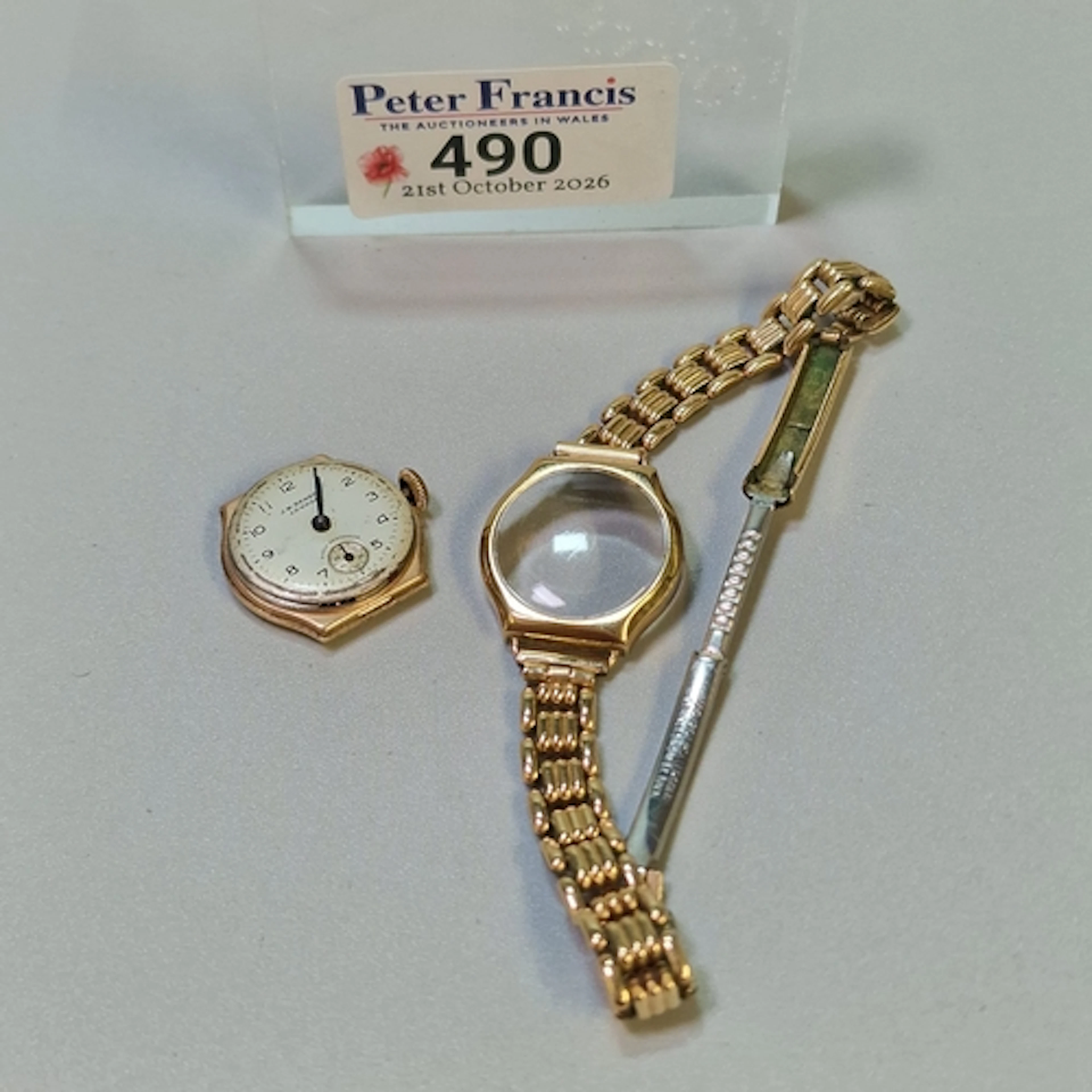 9ct gold J W Benson ladies' bracelet wristwatch with Arabic ...