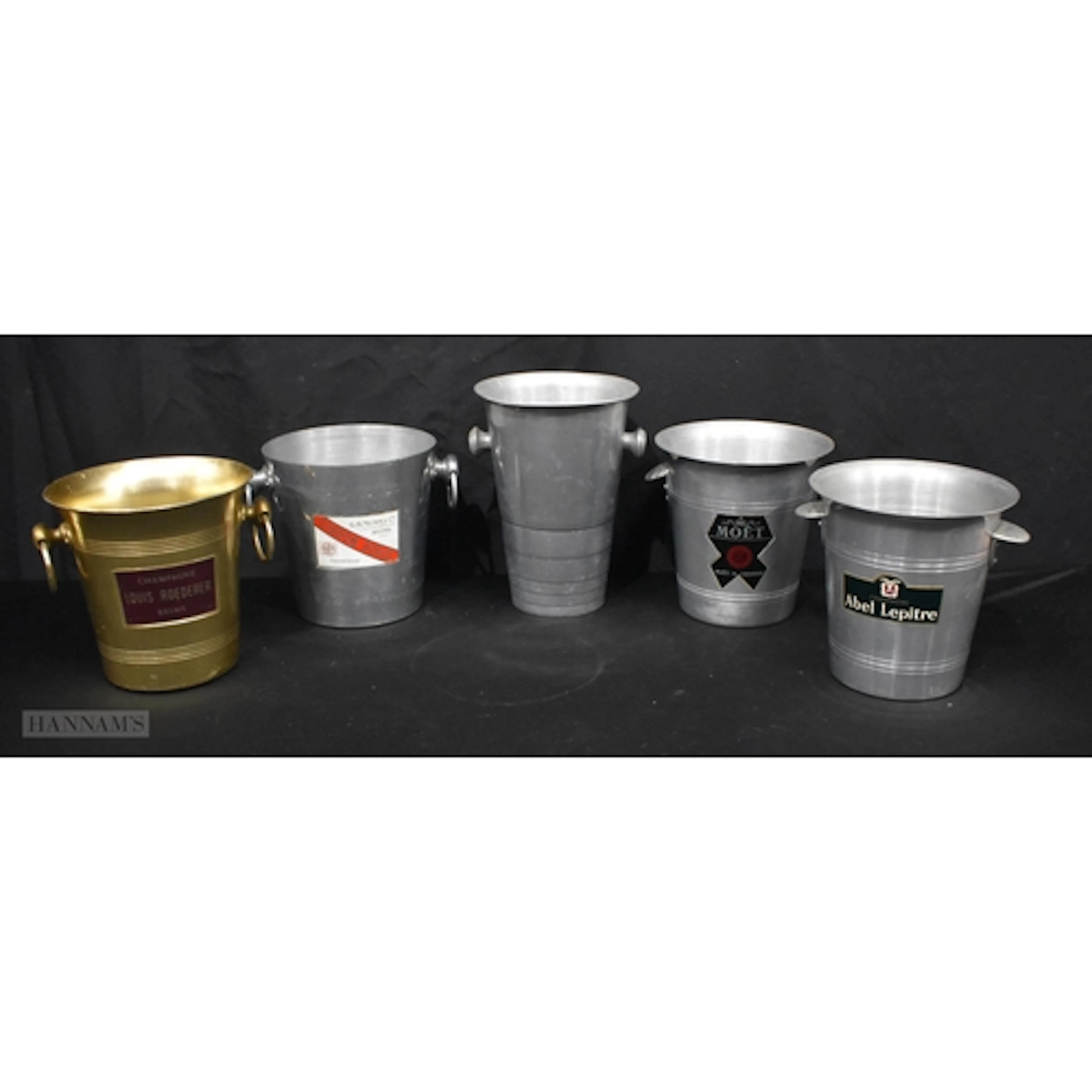 A collection of French champagne buckets, largest 26 x 19cm ...