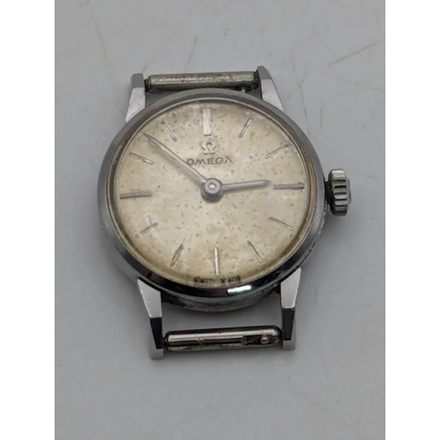 An Omega ladies manual wind wrist watch with stainless steel...