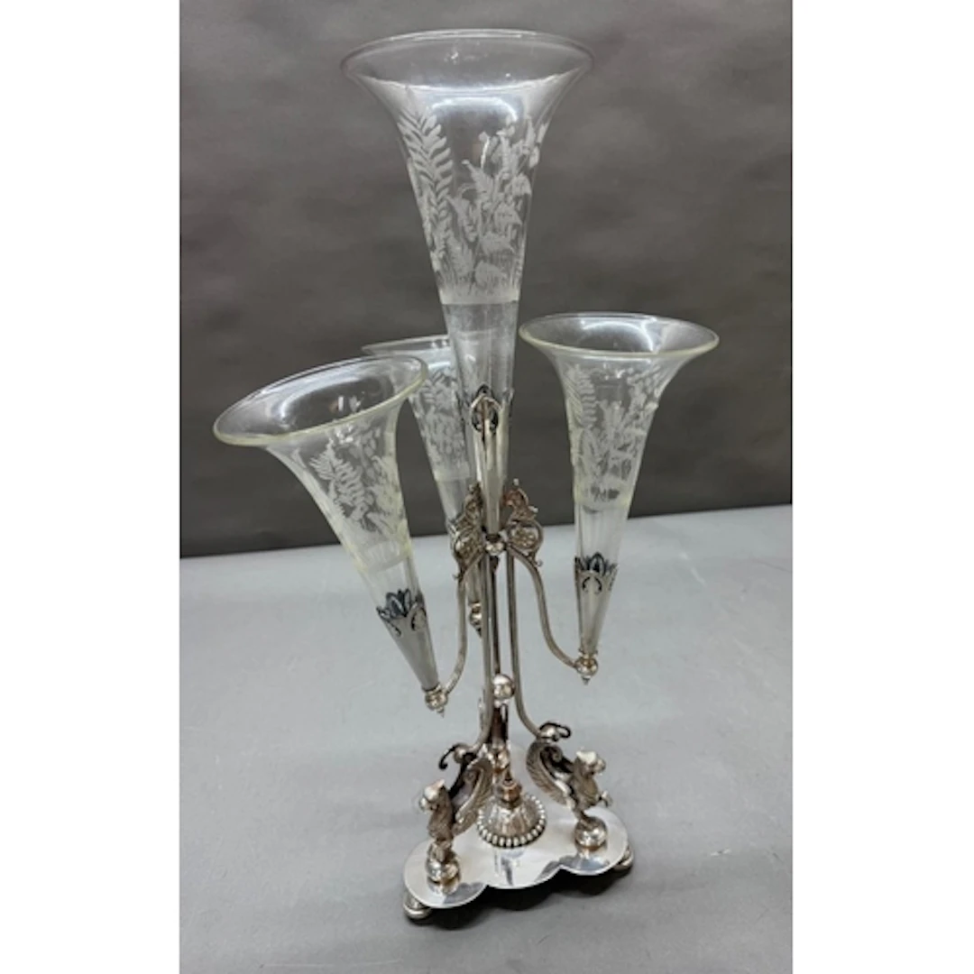 A Walker & Hall, circa 1900, silver-plated epergne with ...