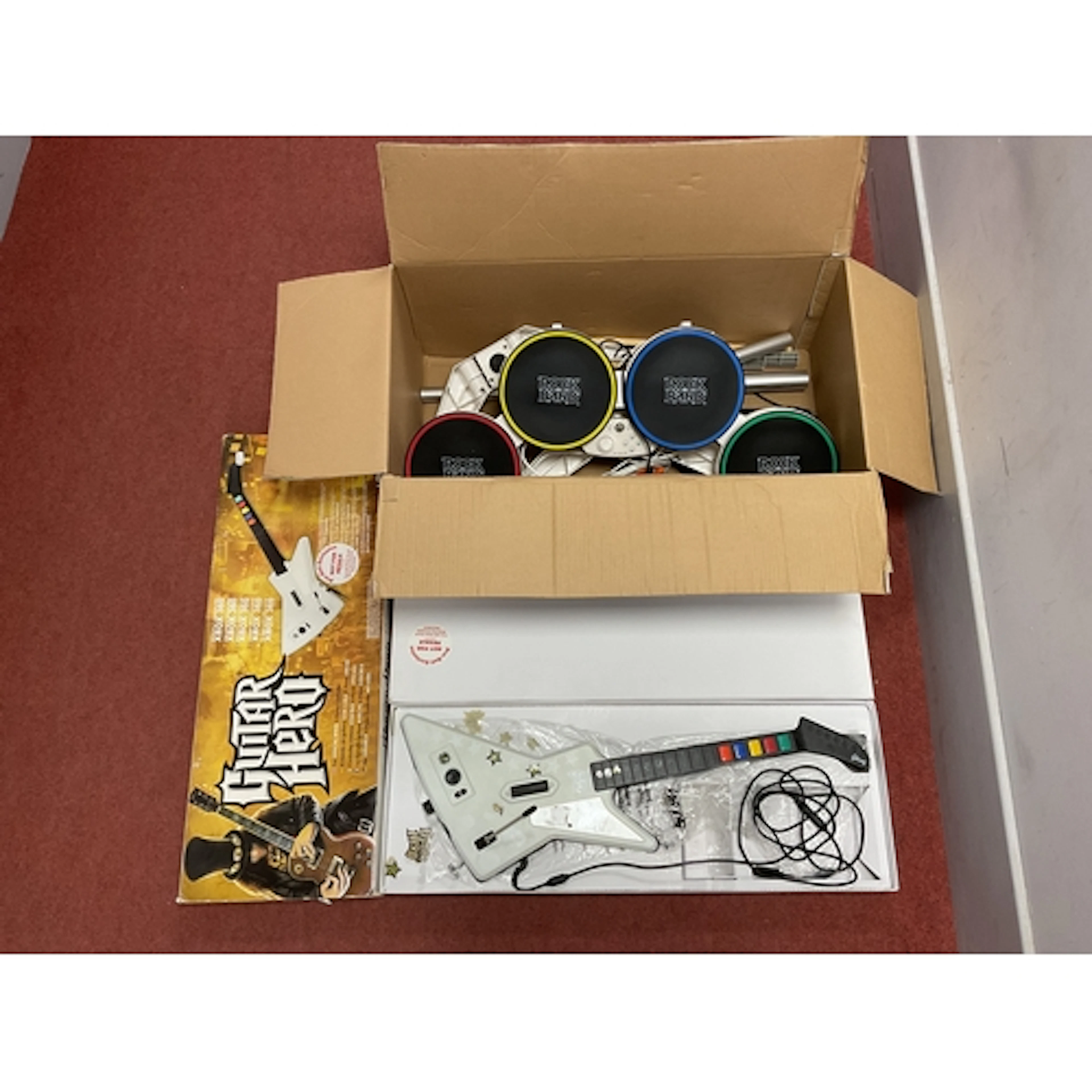 A Nintendo Wii compatible Harmonix Rockband drum set. Missin...
