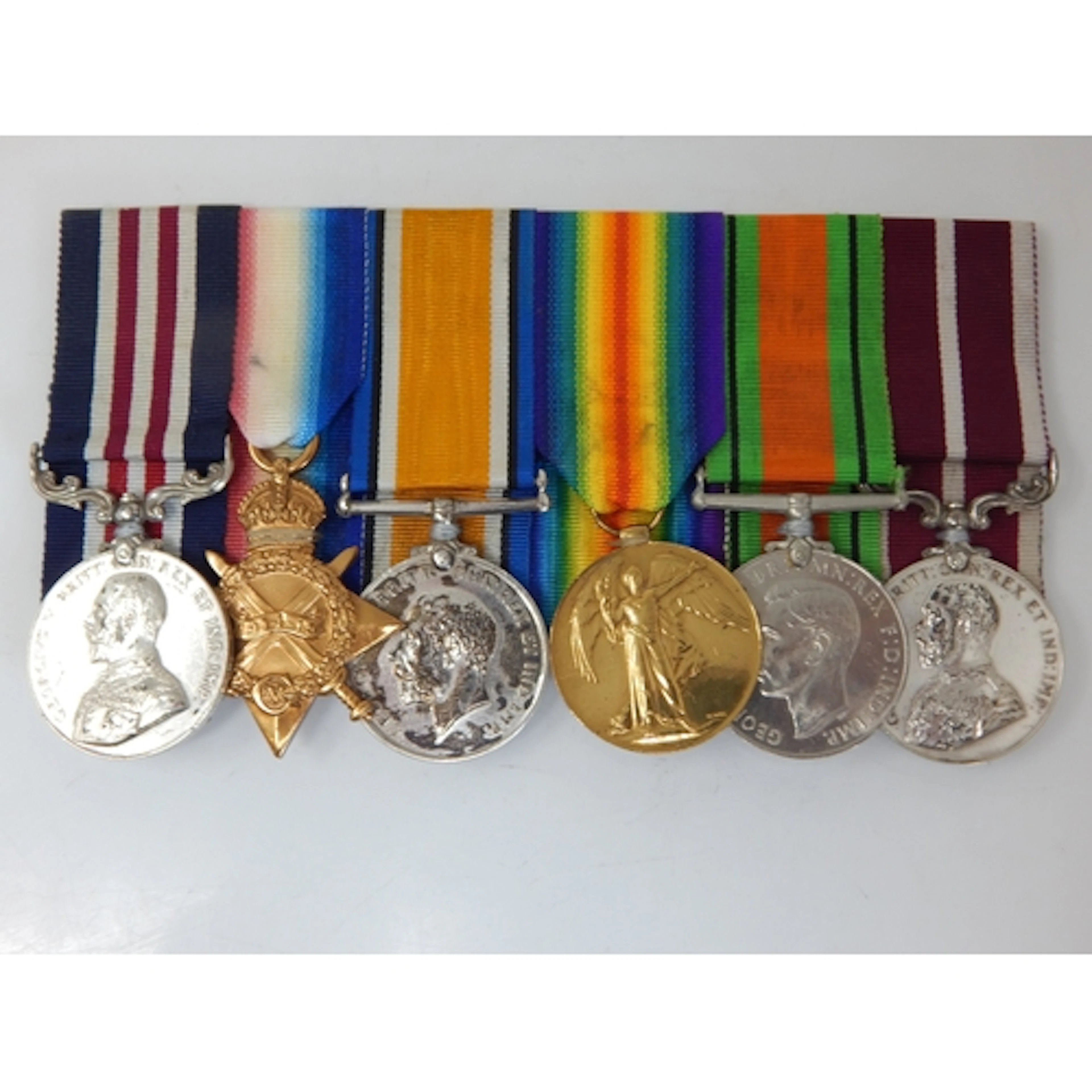 WWI M.M & M.S.M + 1914/1915 Star Trio & WWII Defence Medal A...