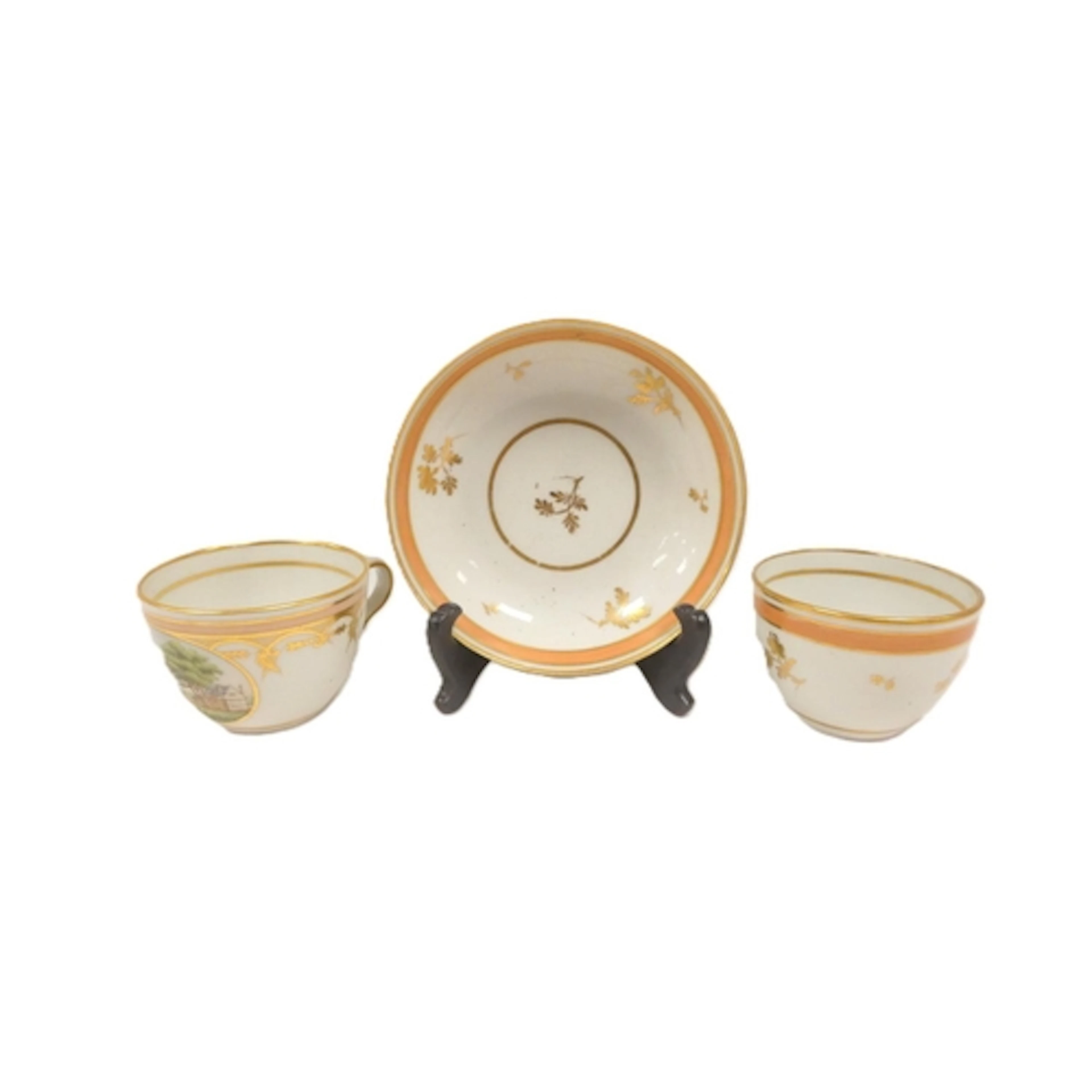 New Hall "Views in Kent" teacup of Bute shape, the handle of...