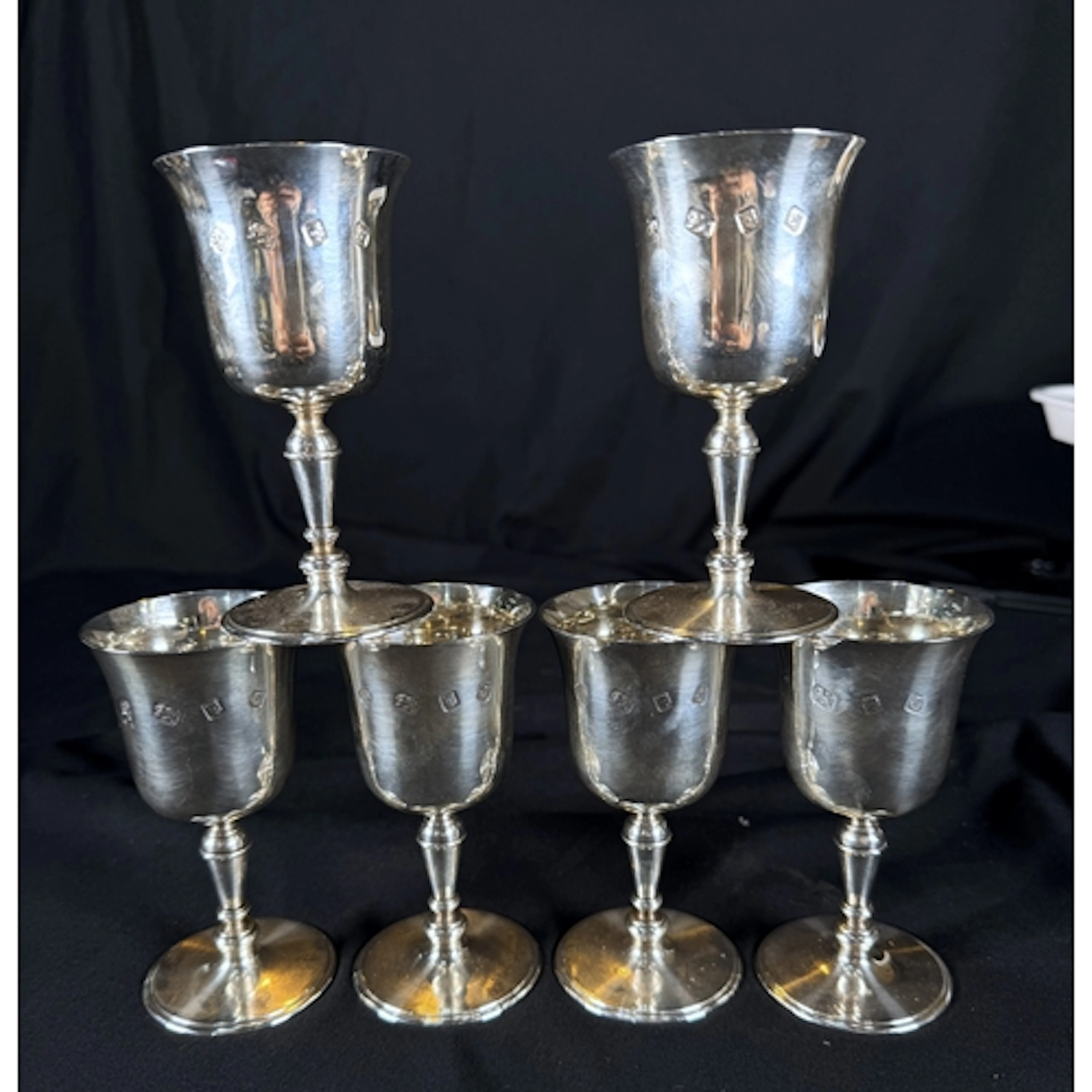 A set of 6 hallmarked silver goblets, London 1973, 20oz