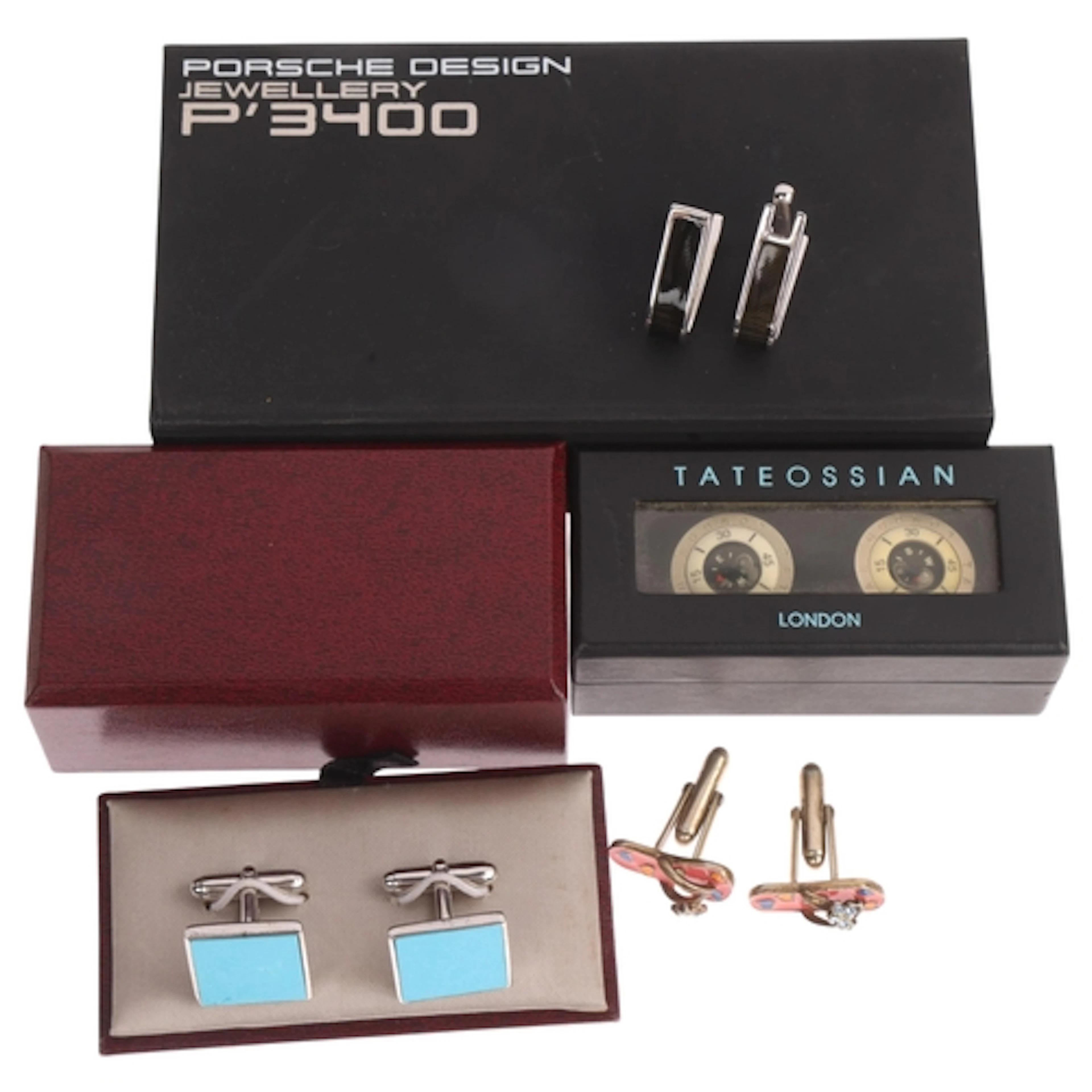 4 pairs of cufflinks, including Porsche Design Jewellery P'3...